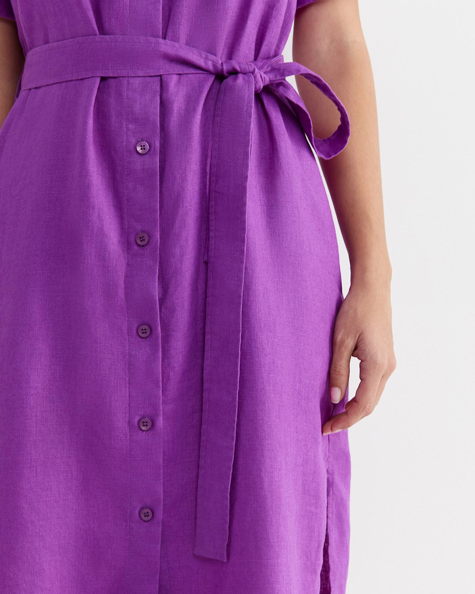 Lulu Linen Midi Dress in HYDRANGEA