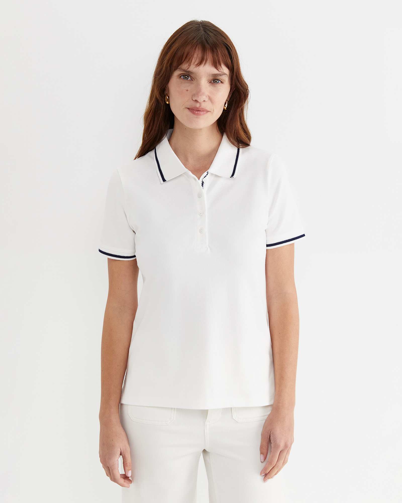 Jodie Pique Polo in WHITE