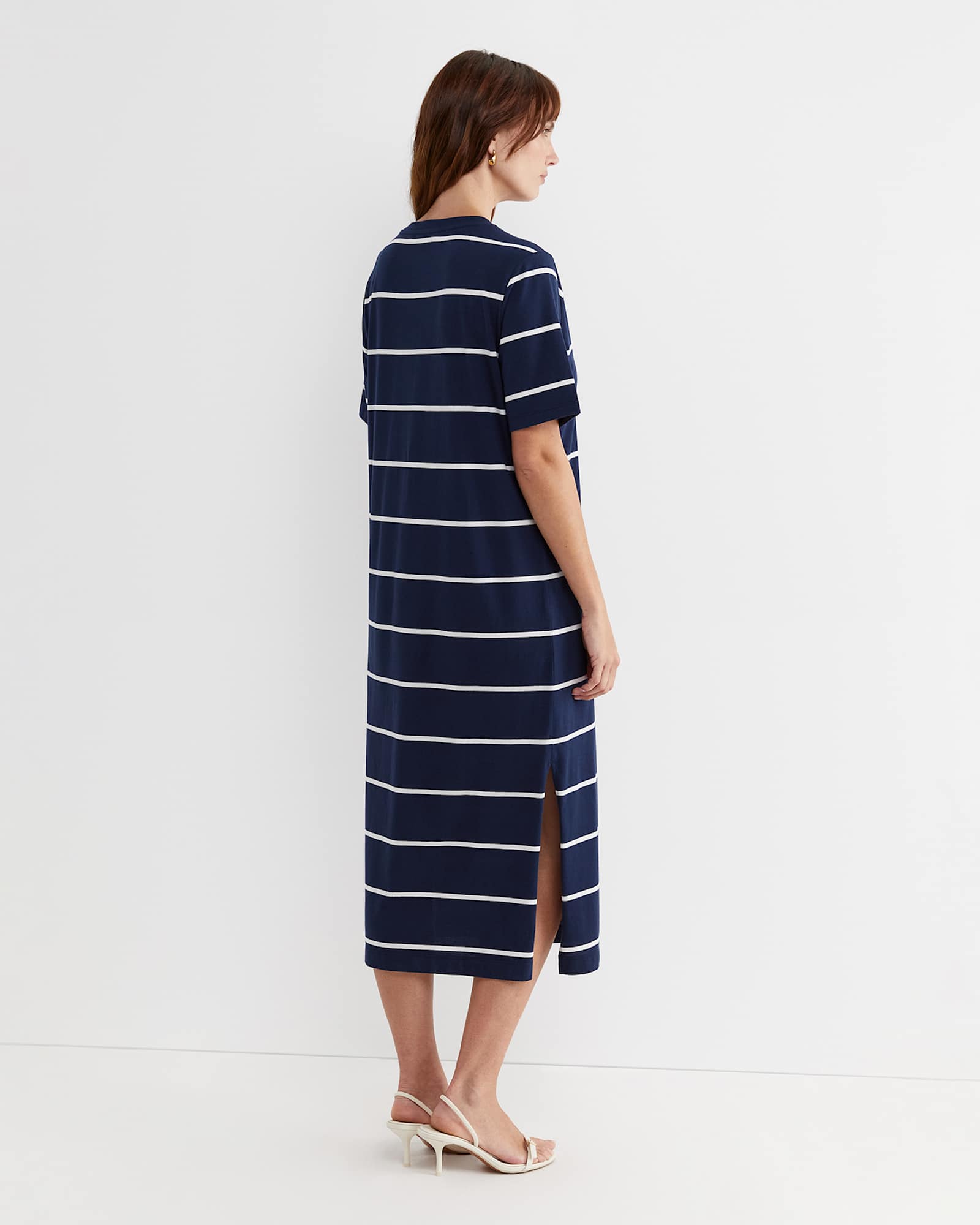 Ariana Stripe T-Shirt Dress in NAVY/WHITE