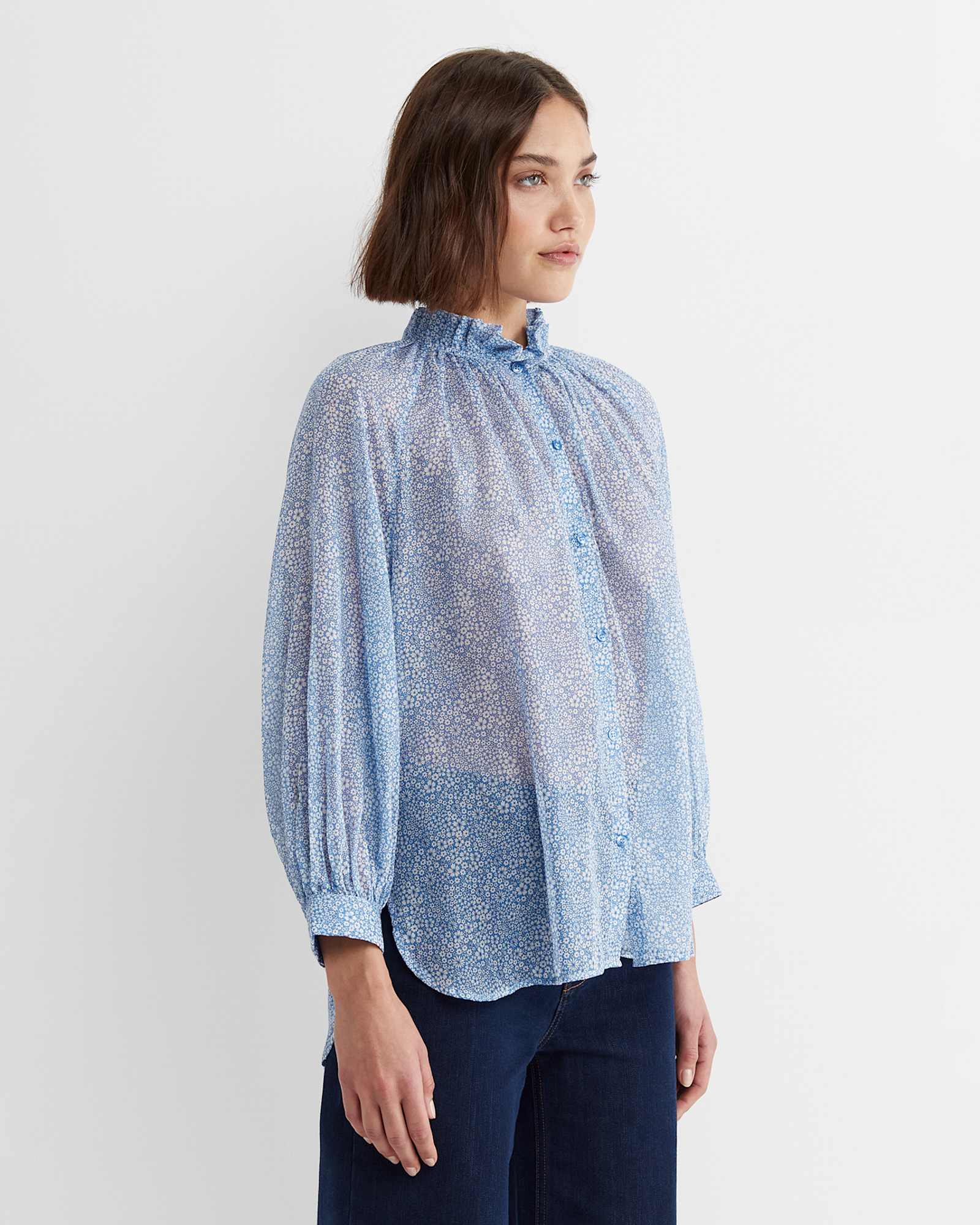 Jacqueline Long Sleeve Liberty Blouse in BLUE MULTI