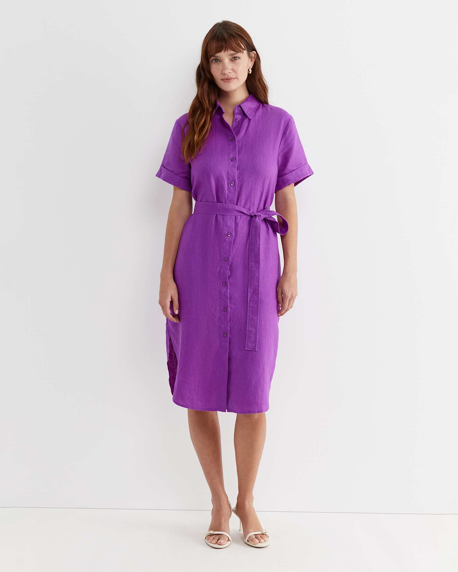 Lulu Linen Midi Dress in HYDRANGEA