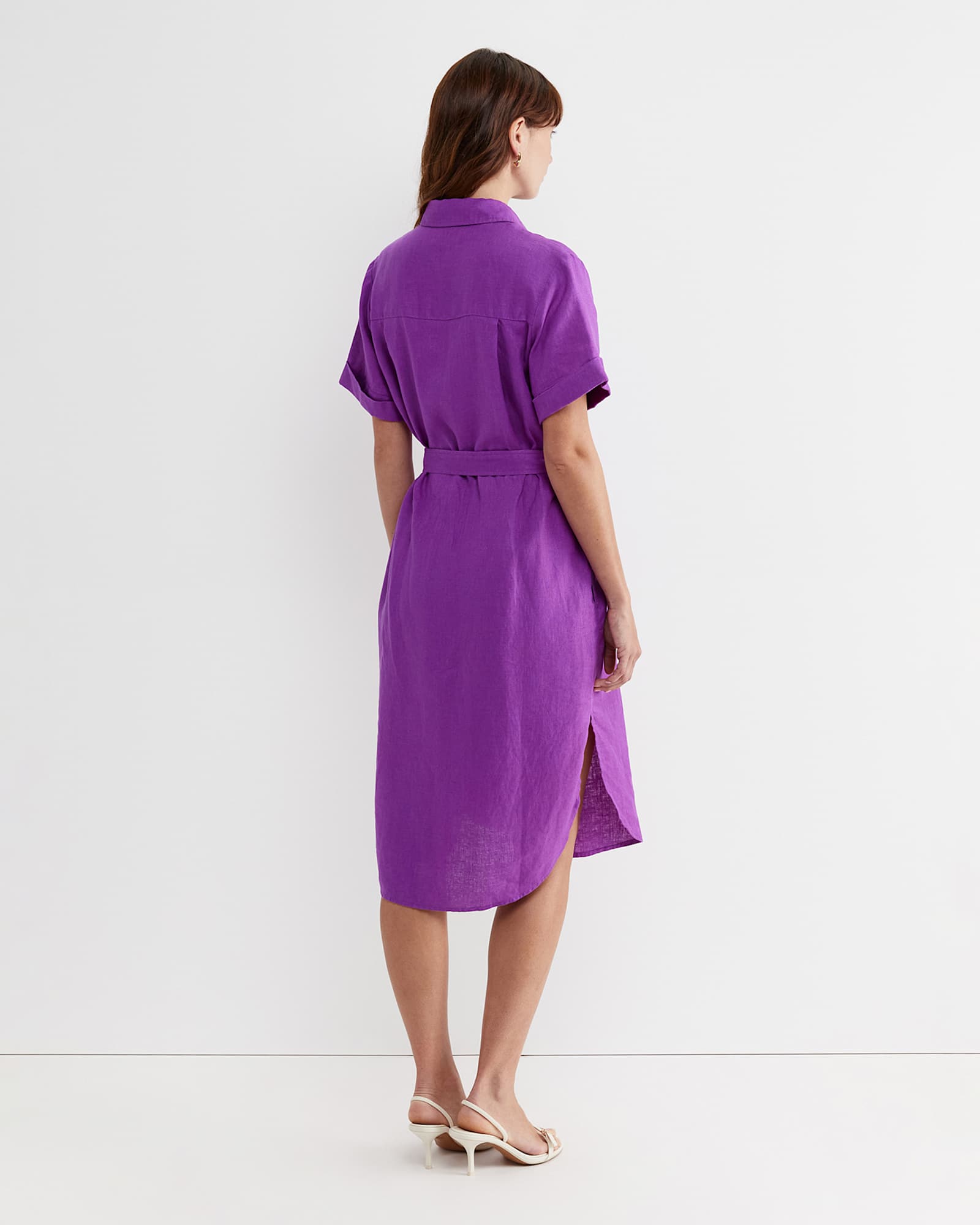 Lulu Linen Midi Dress in HYDRANGEA