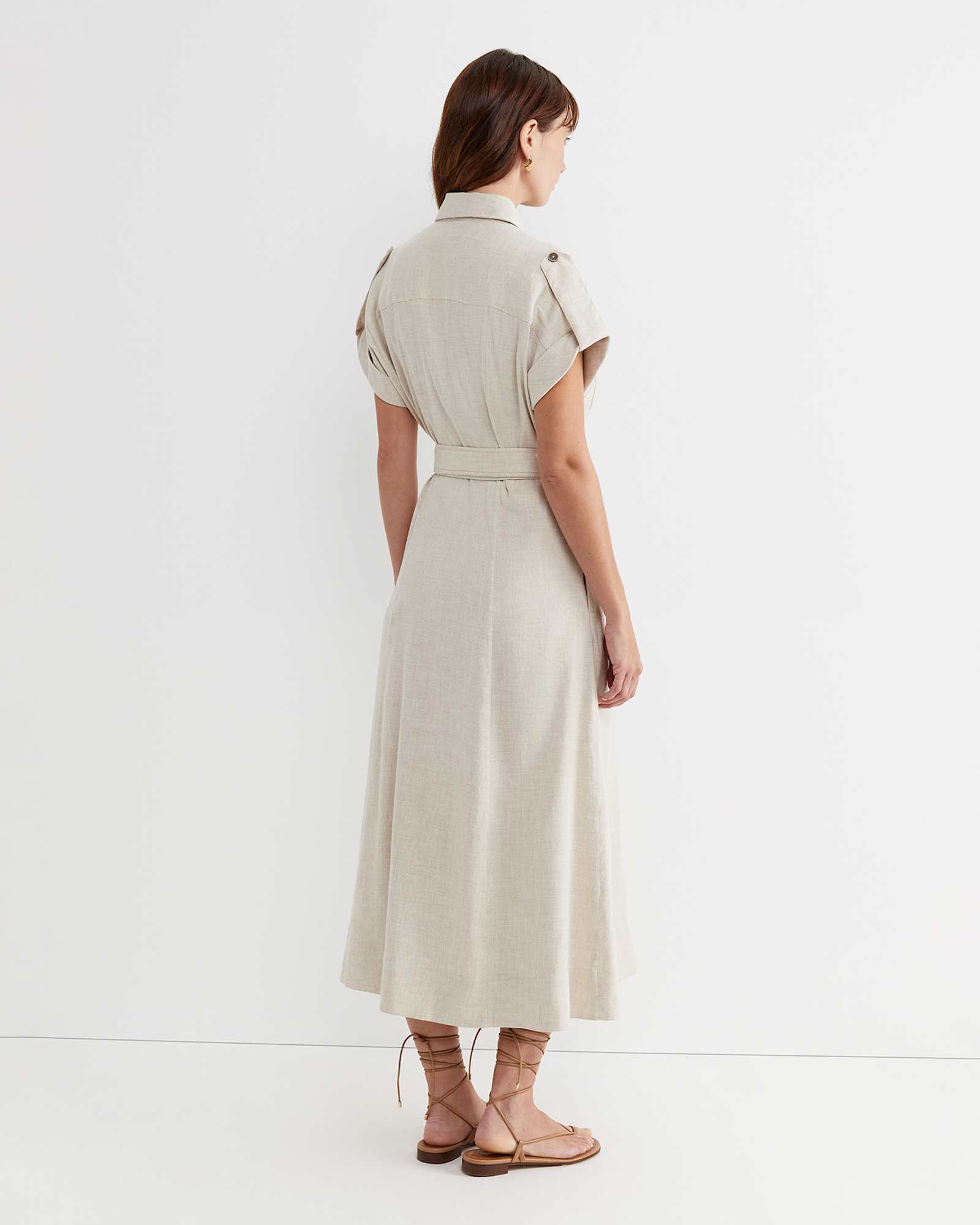 Lena Linen Safari Dress in STRING