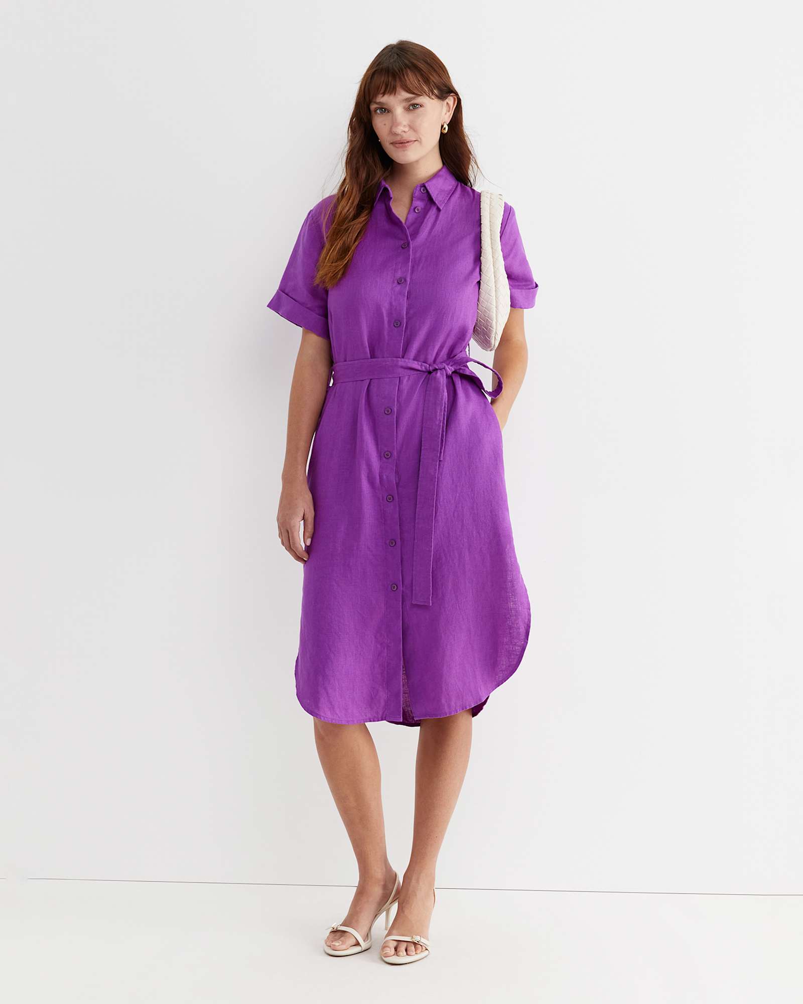 Lulu Linen Midi Dress in HYDRANGEA