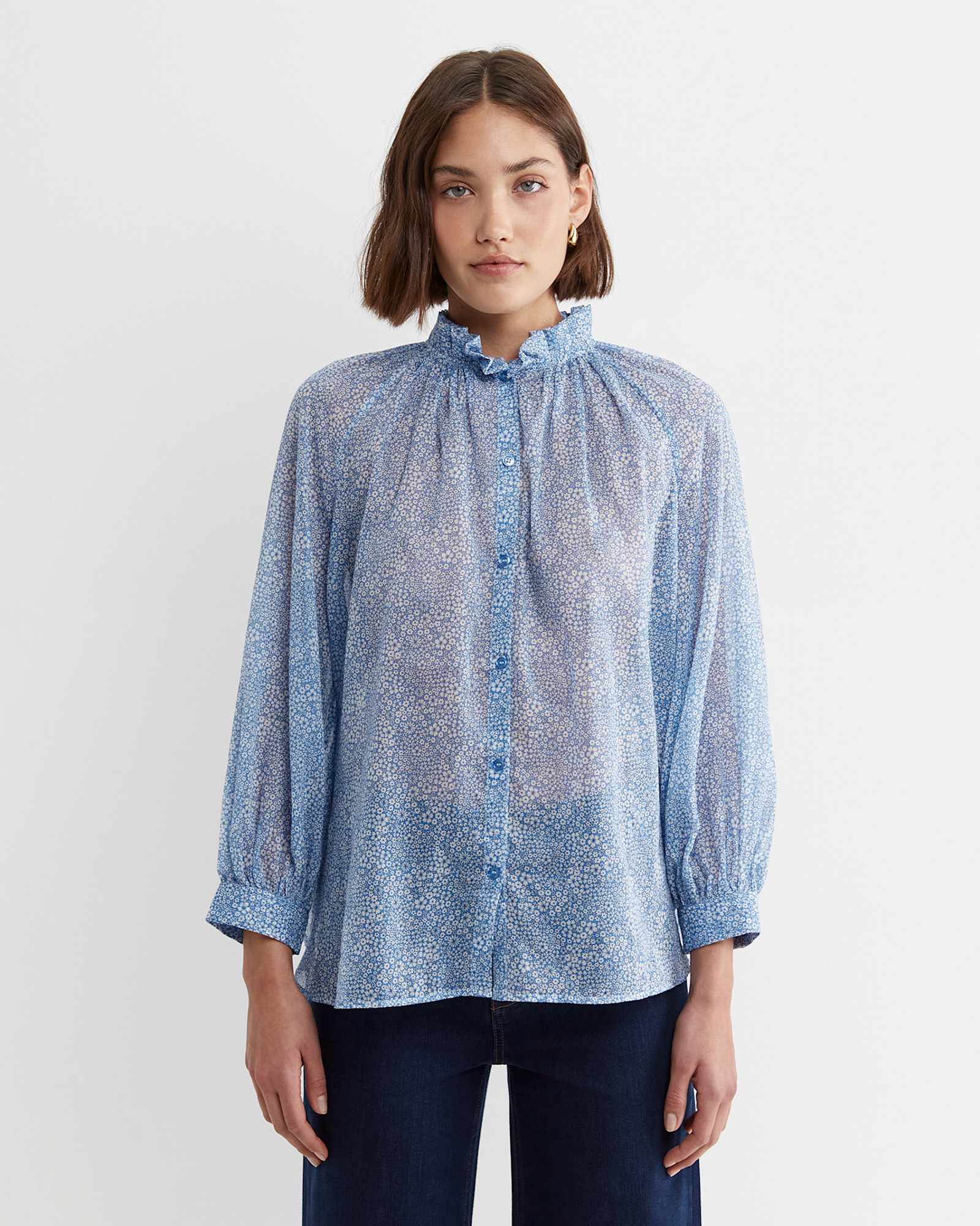 Jacqueline Long Sleeve Liberty Blouse in BLUE MULTI
