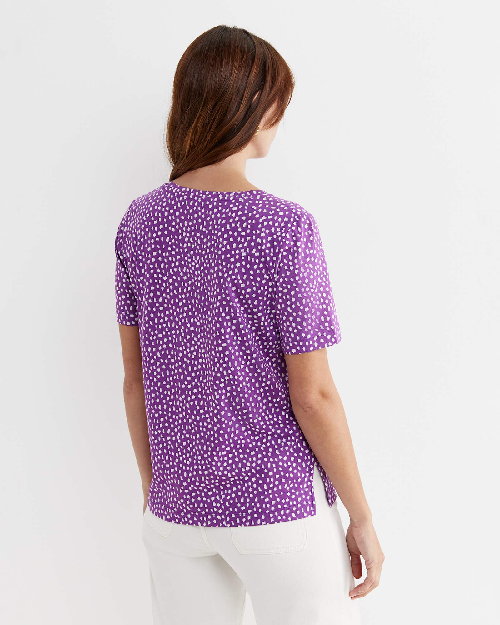 Dashy Mercerised Tee in PURPLE/WHITE