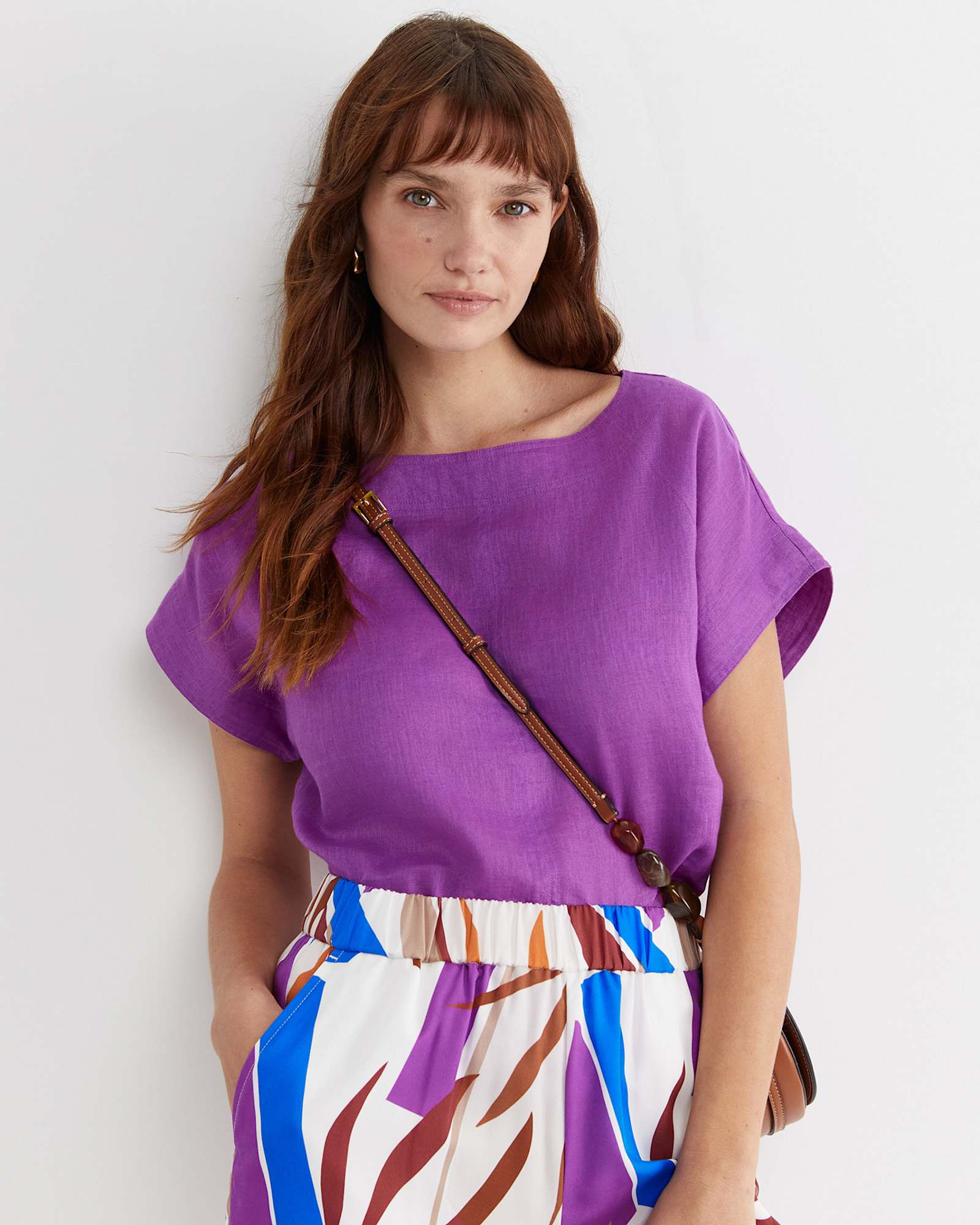 Allegra Linen Top in HYDRANGEA