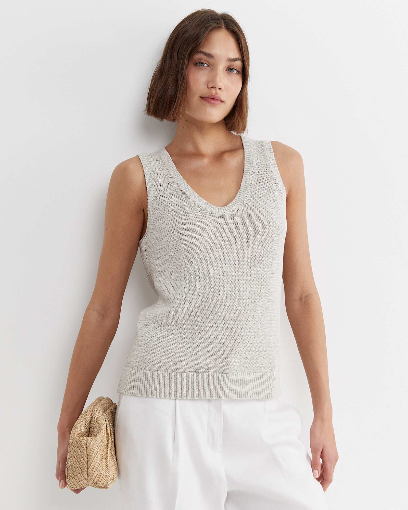 Josie Tape Yarn Singlet in STRING