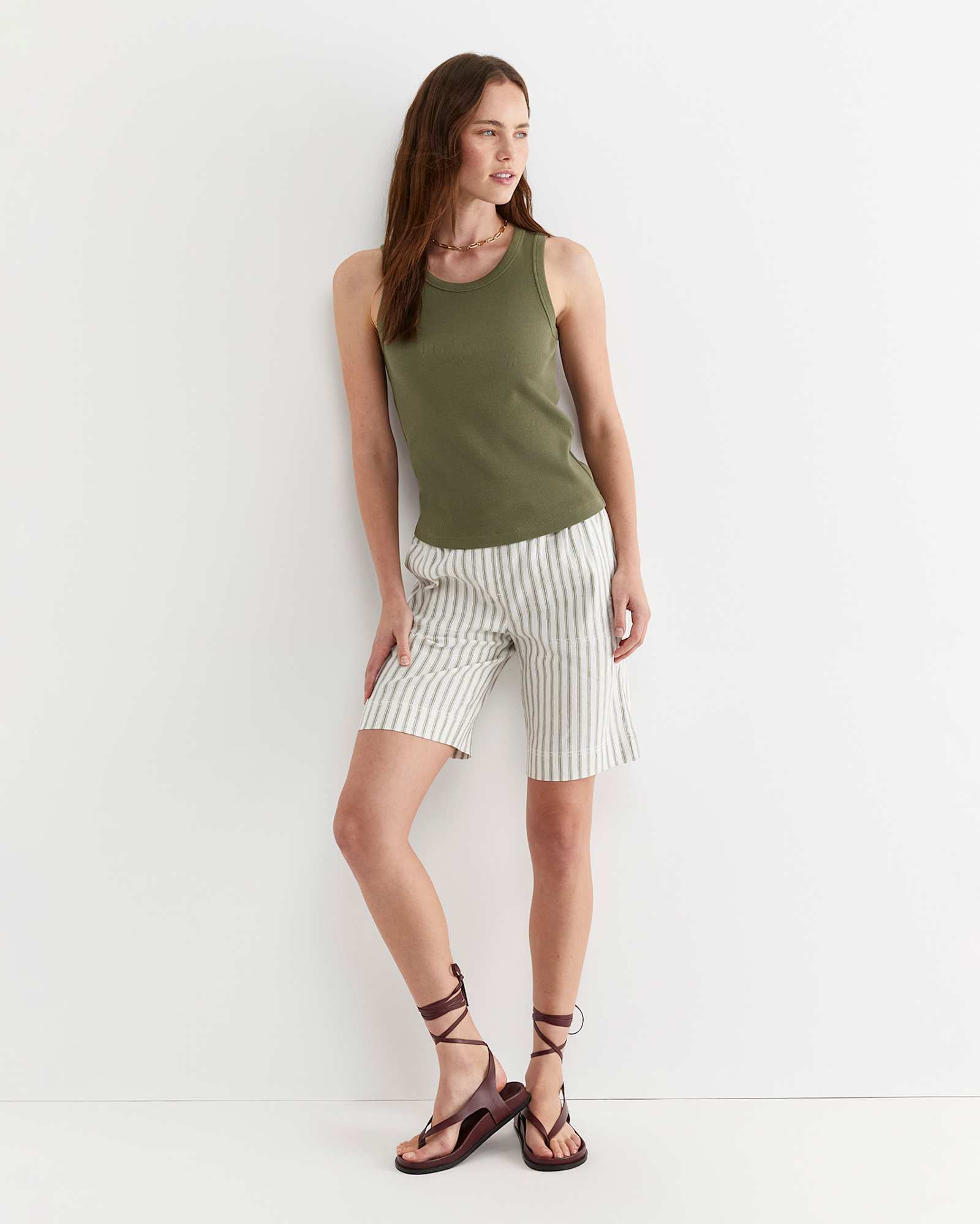 Julia Rib Tank in KHAKI