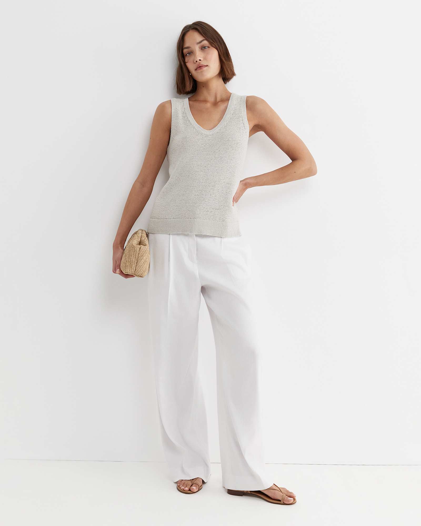 Josie Tape Yarn Singlet in STRING