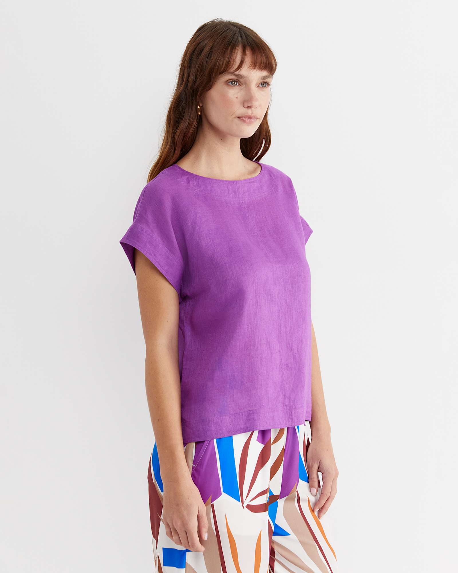 Allegra Linen Top in HYDRANGEA