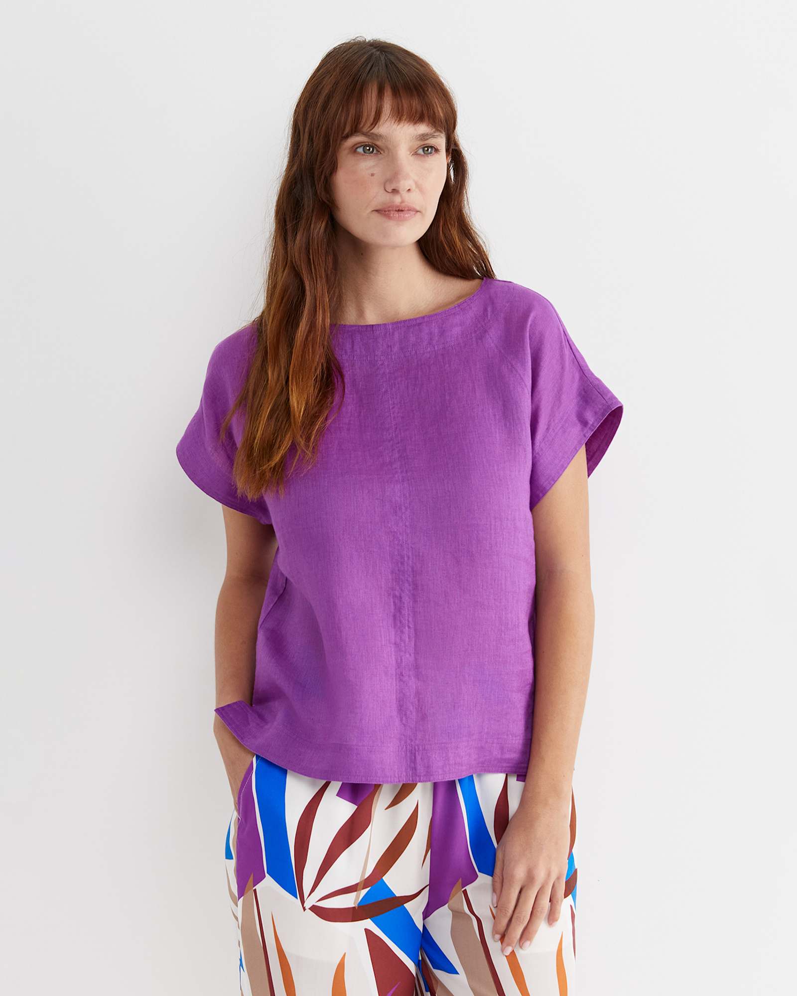 Allegra Linen Top in HYDRANGEA