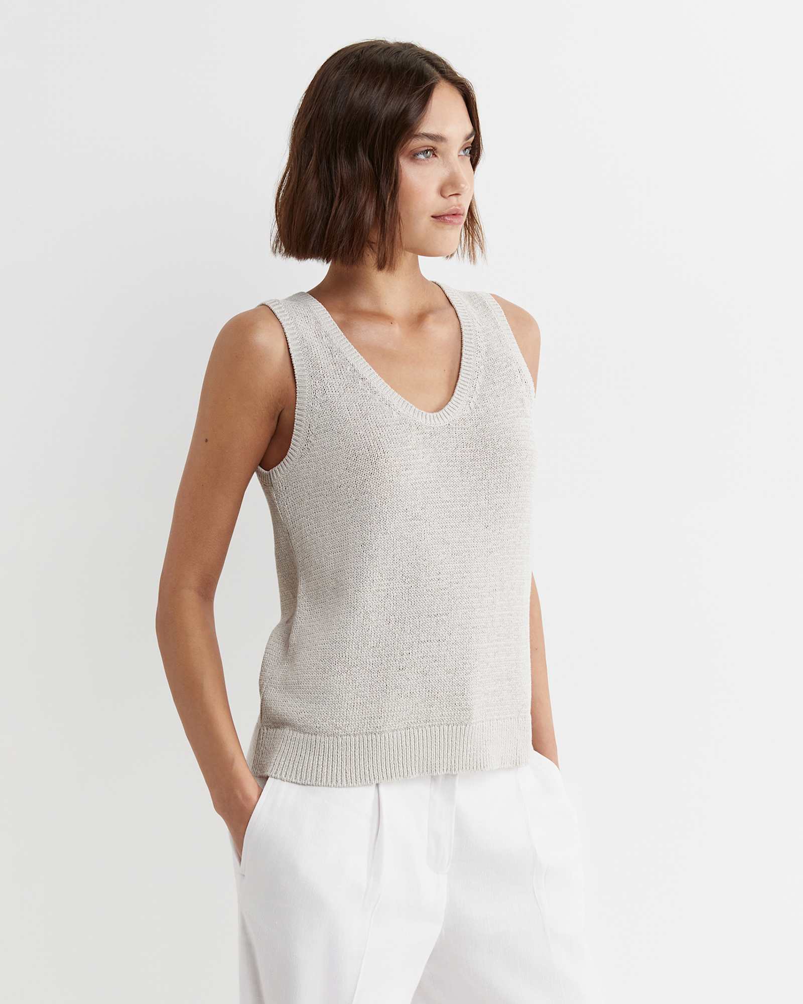 Josie Tape Yarn Singlet in STRING