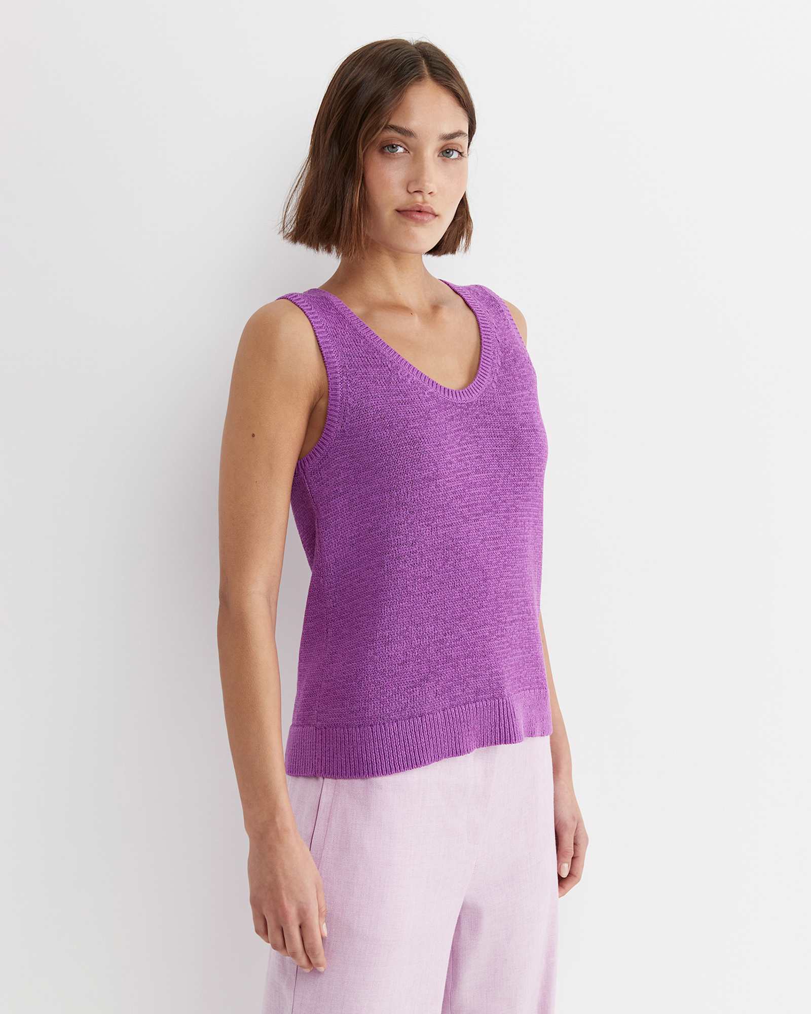 Josie Tape Yarn Singlet in HYDRANGEA