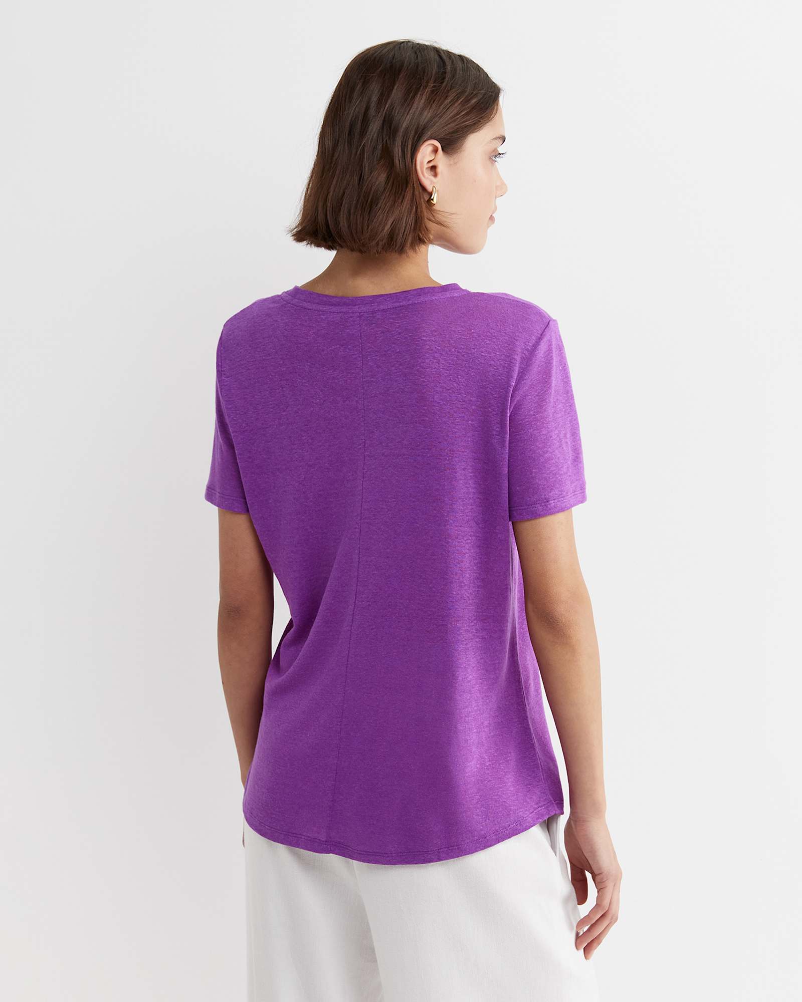 Tonia Crew Neck Linen Tee in HYDRANGEA