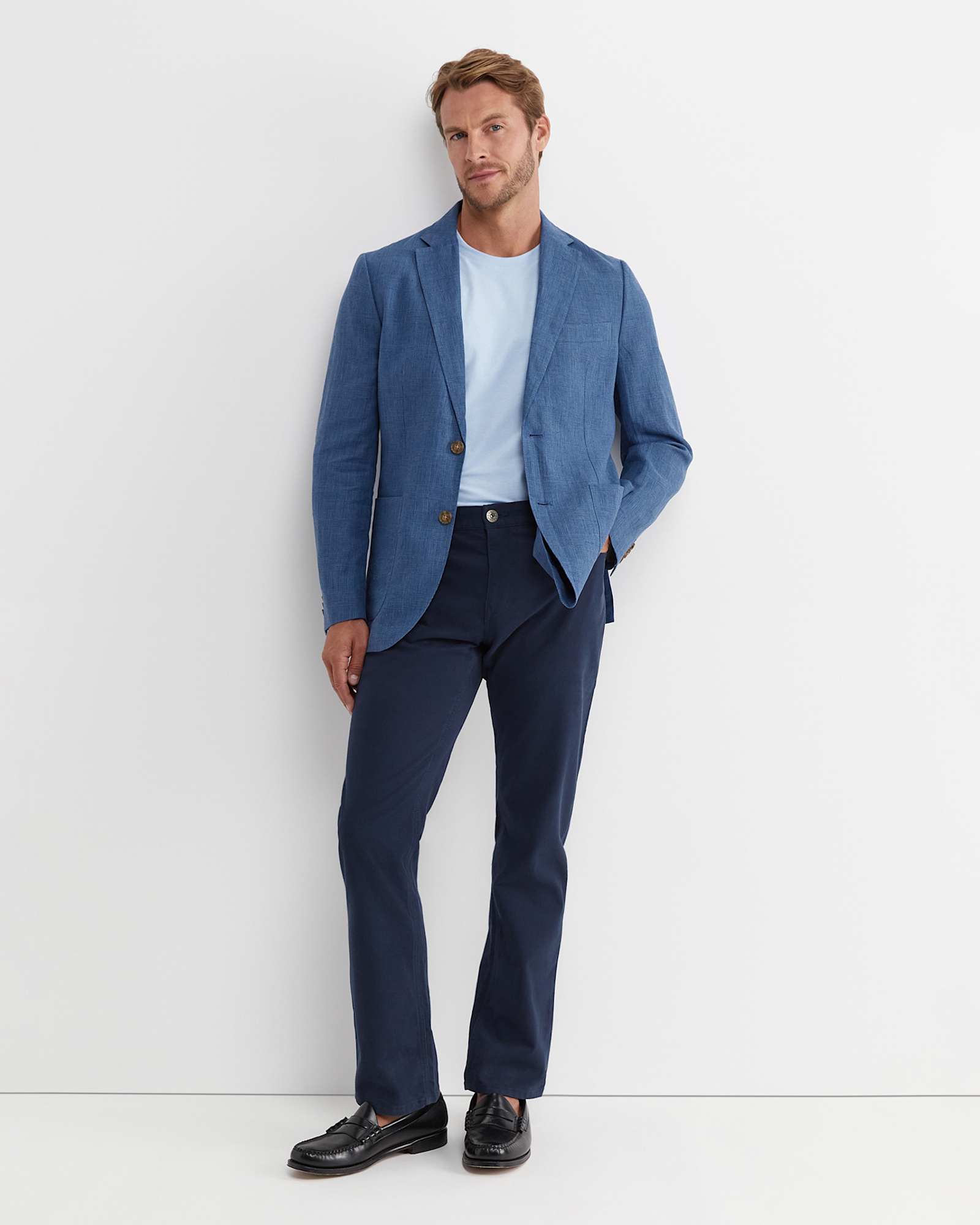 Farrer Linen Sports Jacket in MID BLUE