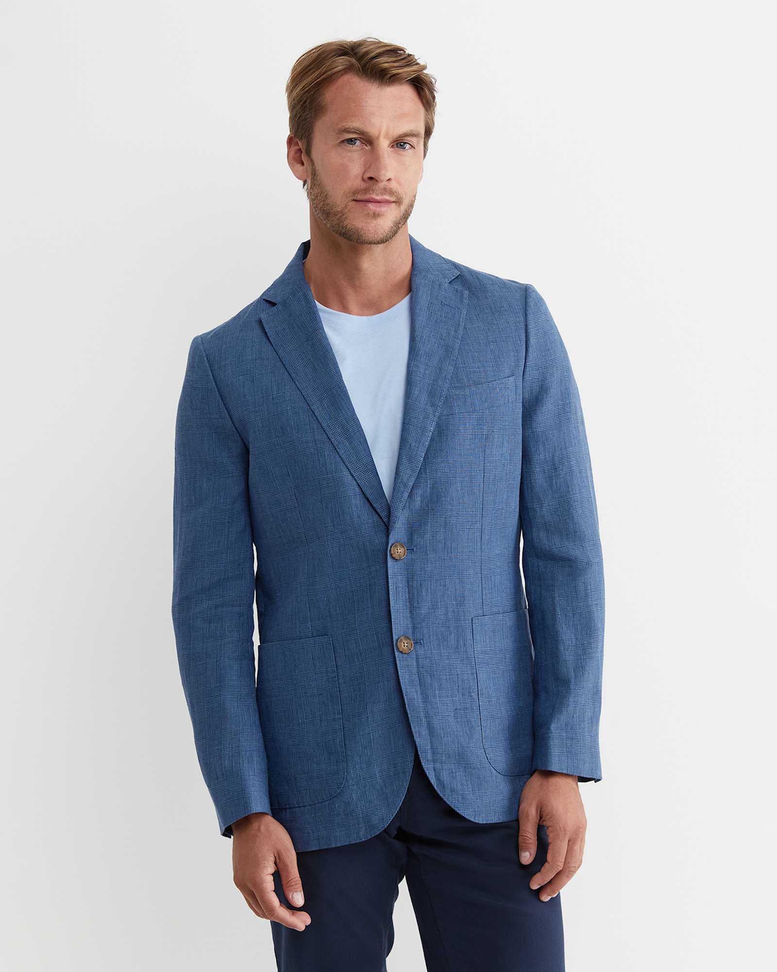 Farrer Linen Sports Jacket in MID BLUE