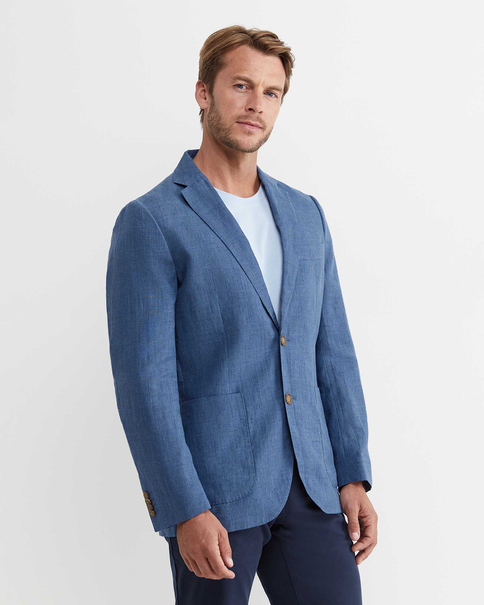 Farrer Linen Sports Jacket in MID BLUE
