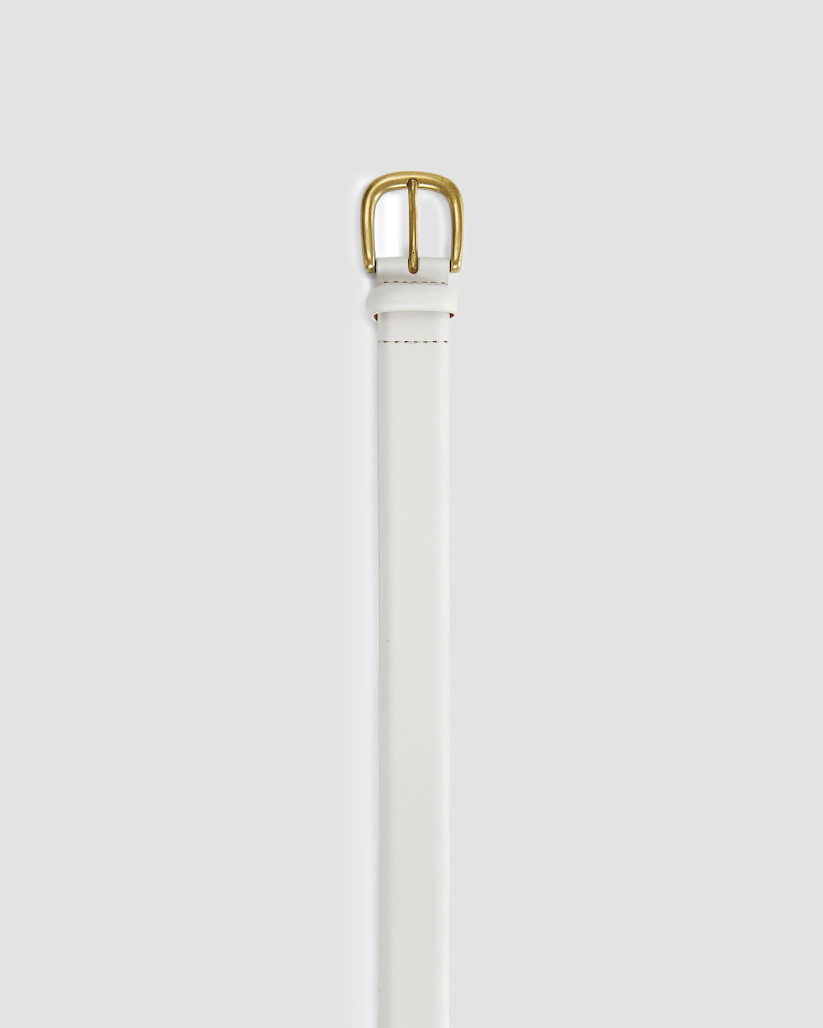 Lara Buckle Leather Belt in IVORY