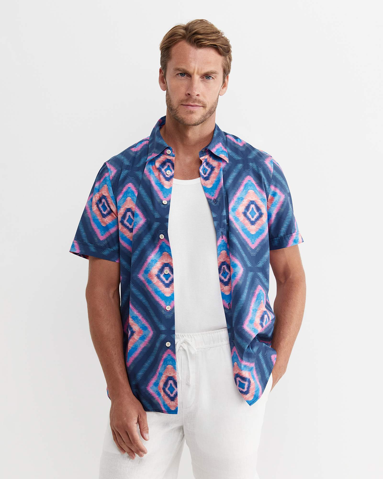 Alf Short Sleeve Liberty Shirt in NAVY MULTI