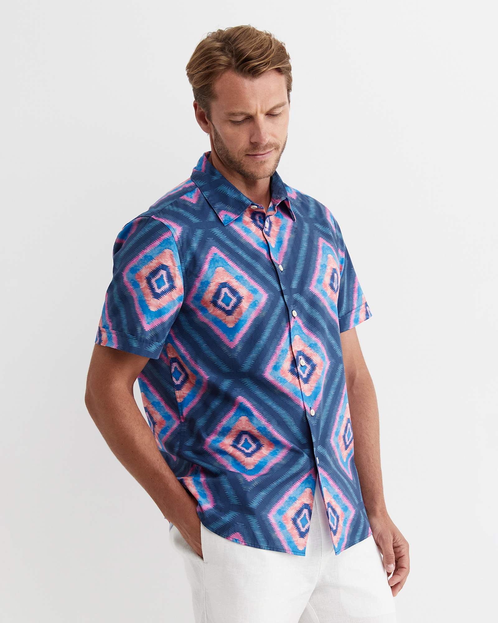 Alf Short Sleeve Liberty Shirt in NAVY MULTI