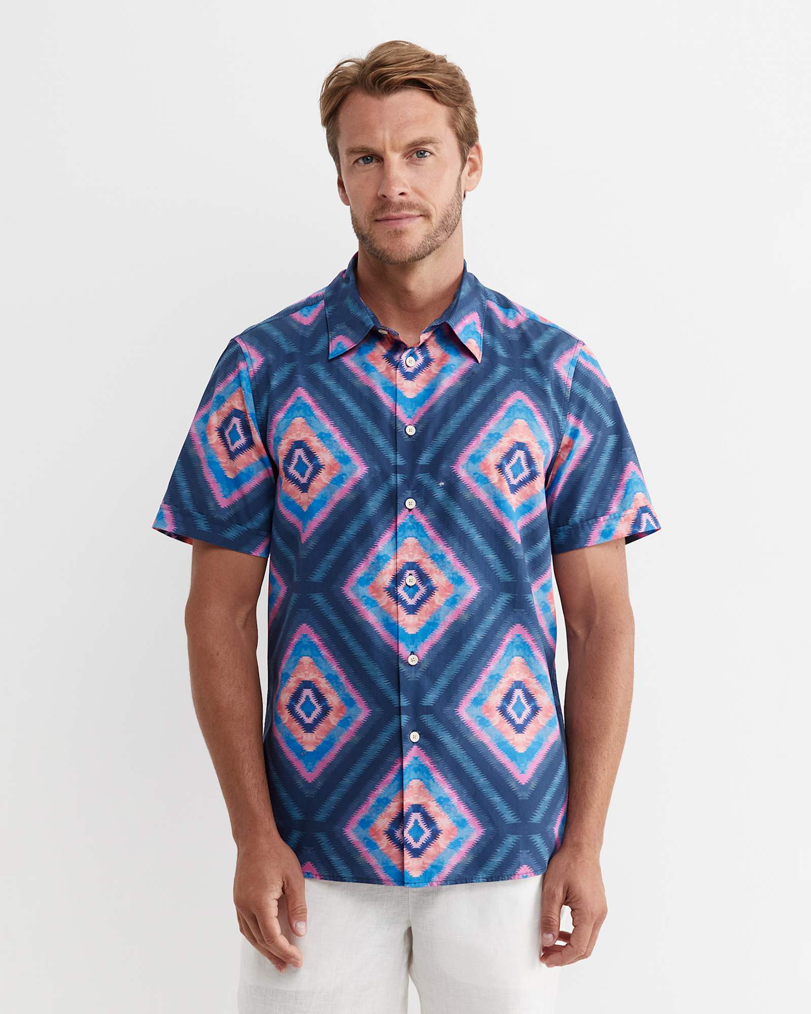 Alf Short Sleeve Liberty Shirt in NAVY MULTI