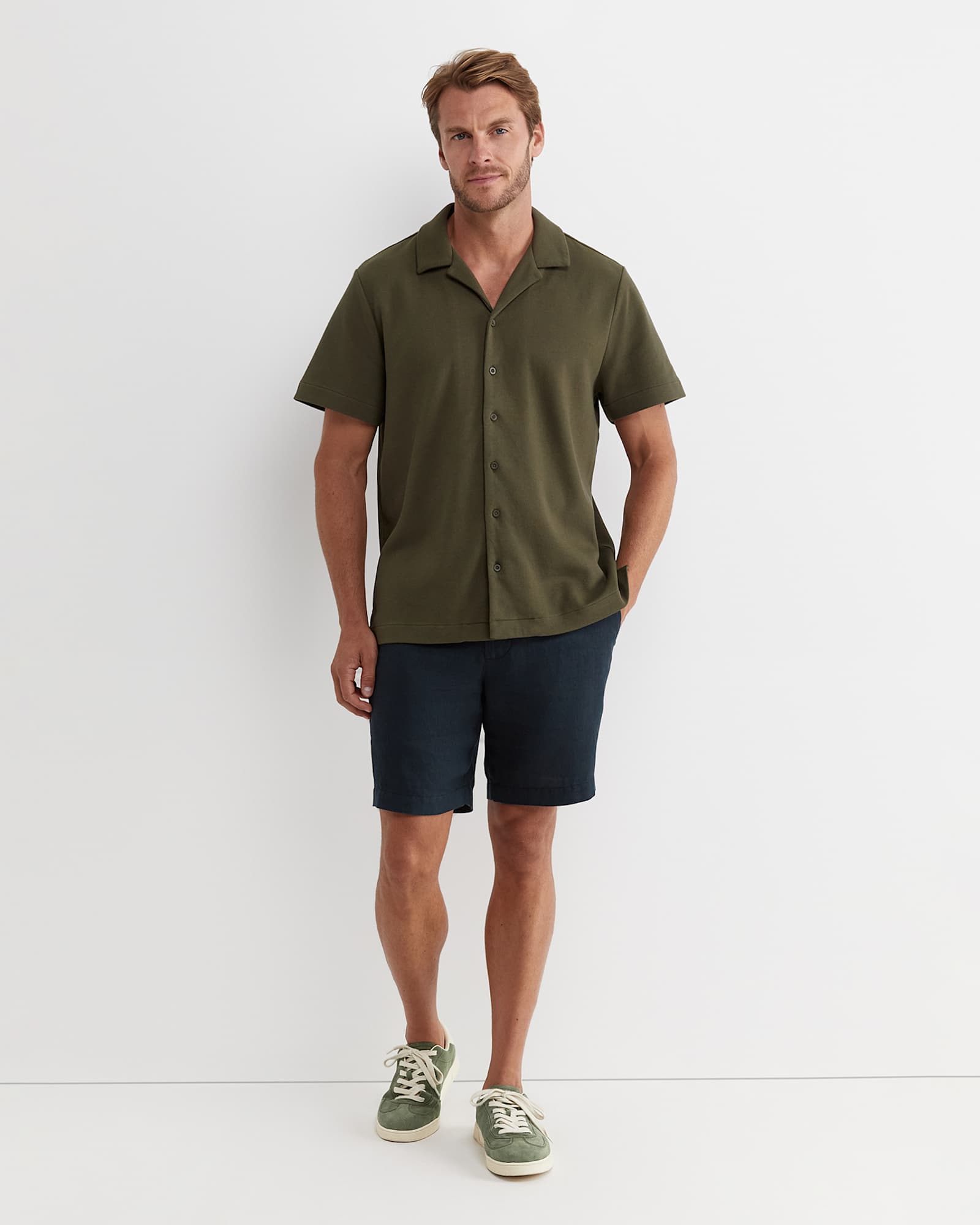 Nason Short Sleeve Pique Shirt in KHAKI