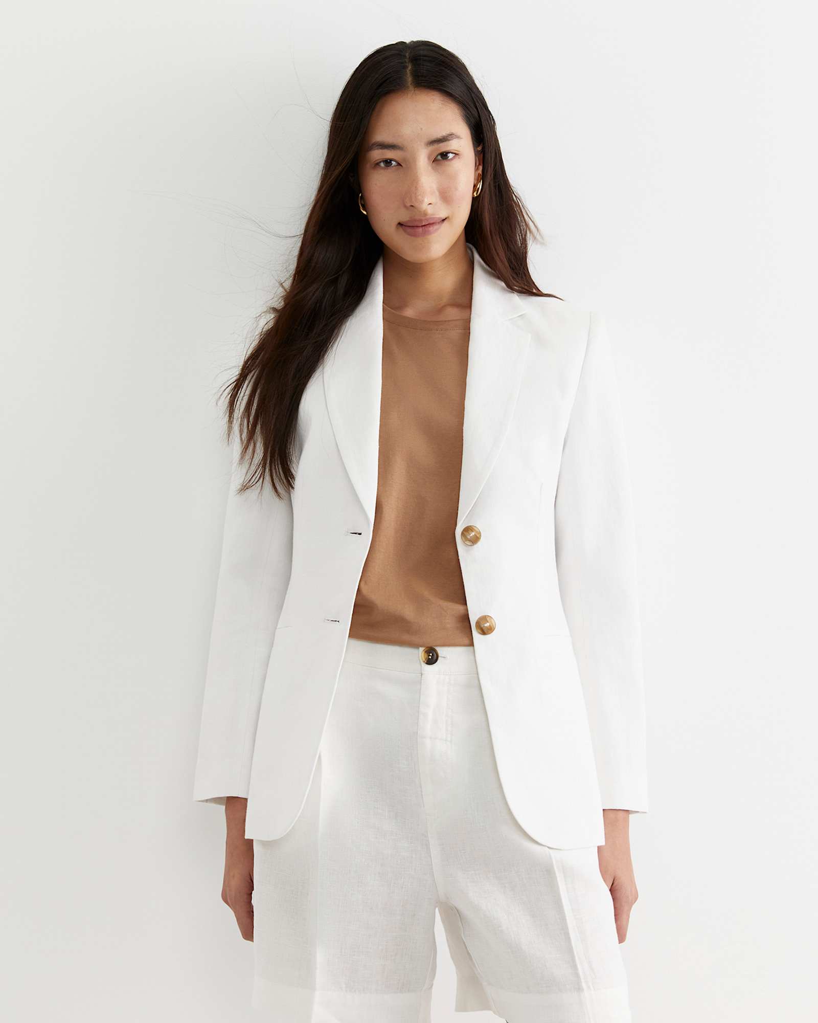Freya Linen Blazer in WHITE