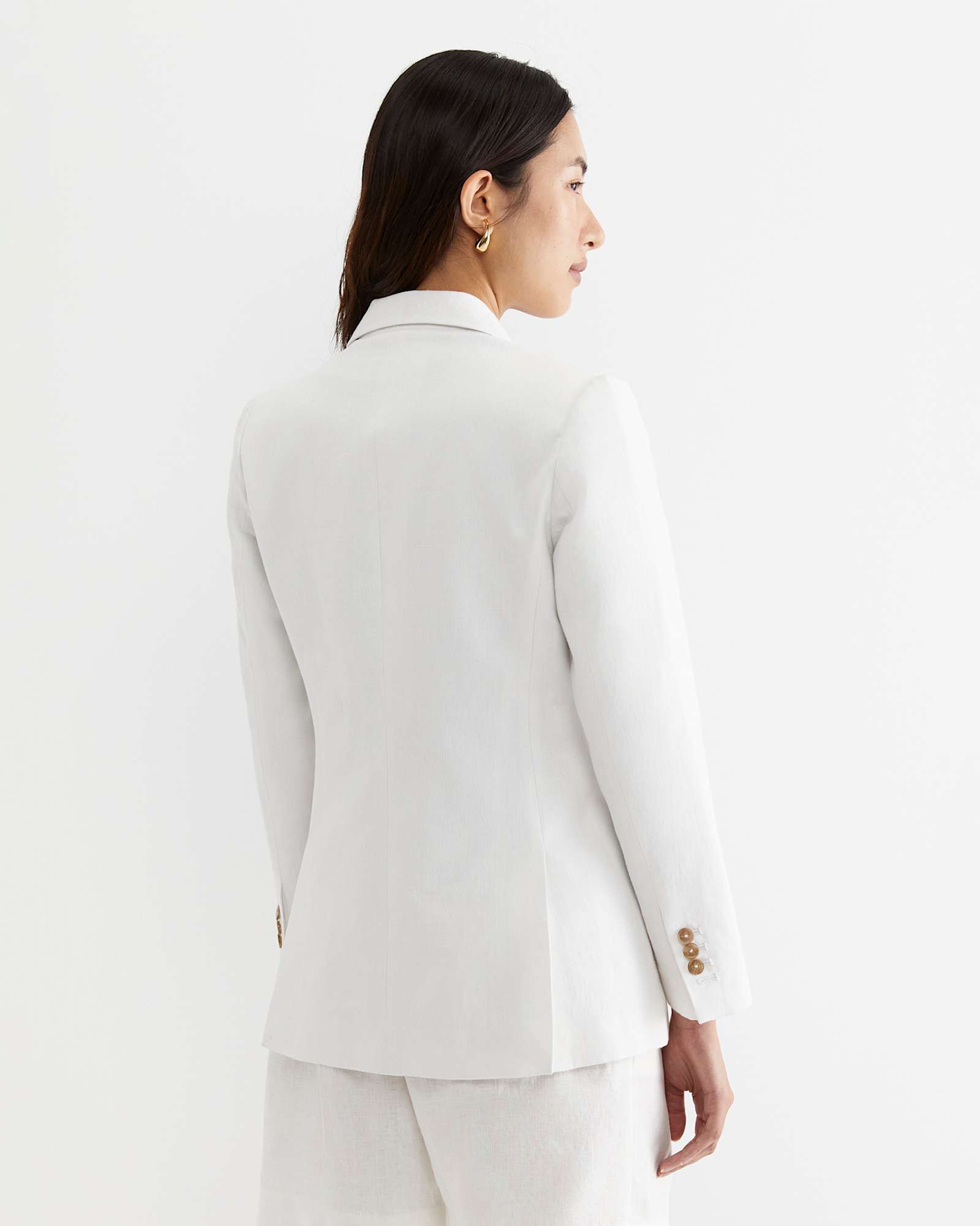 Freya Linen Blazer in WHITE