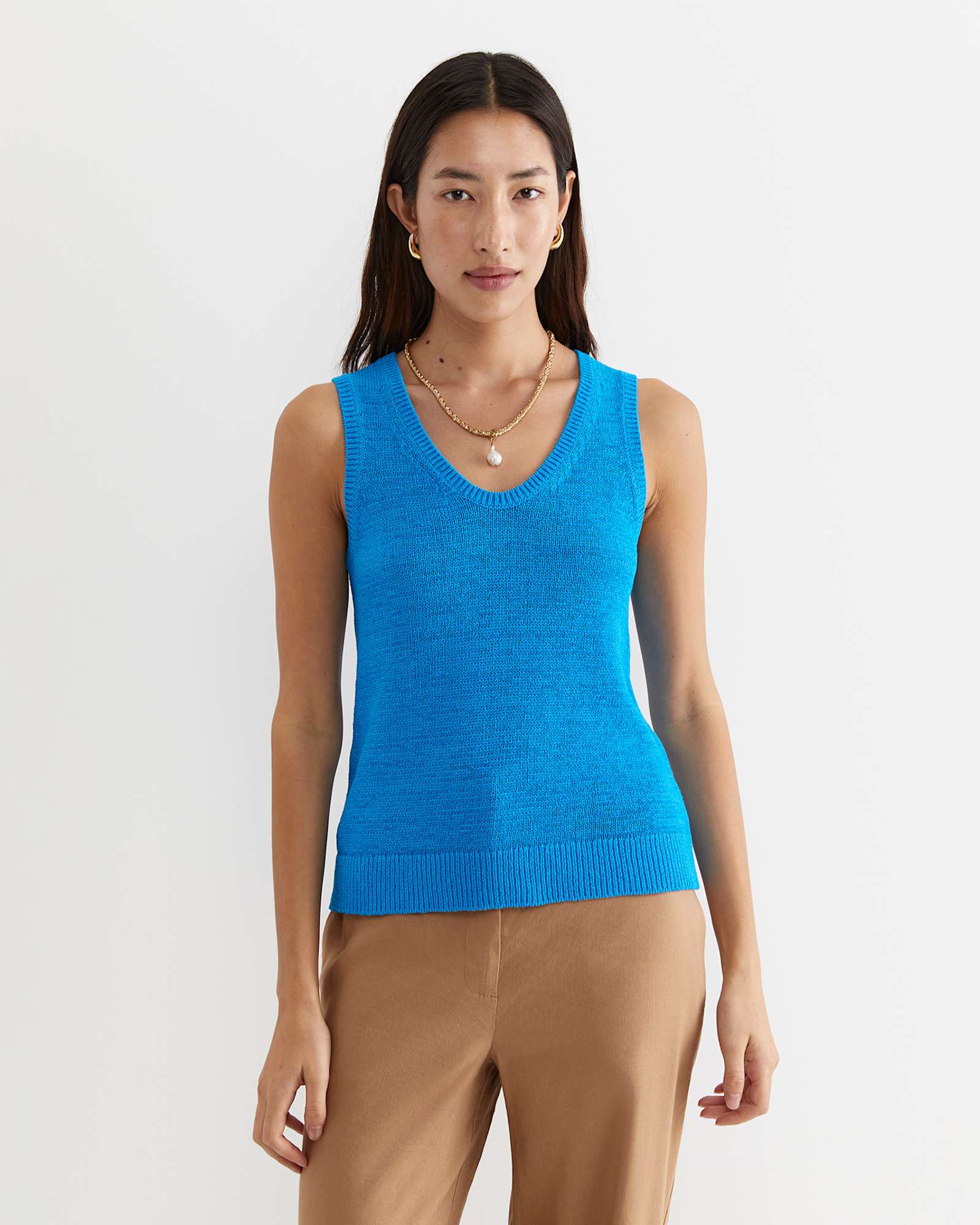 Josie Tape Yarn Singlet in COVE BLUE