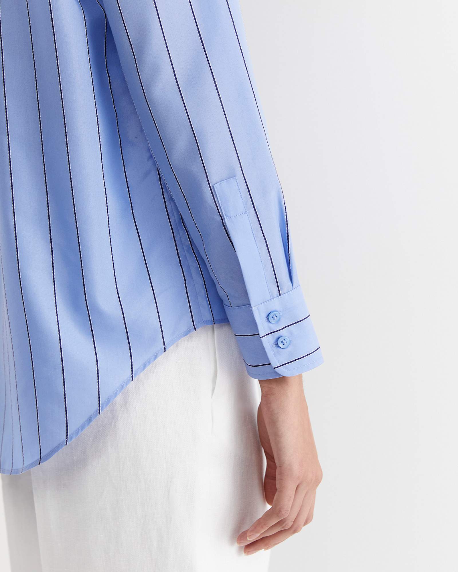Nora Stripe Long Sleeve Shirt in BLUE MULTI