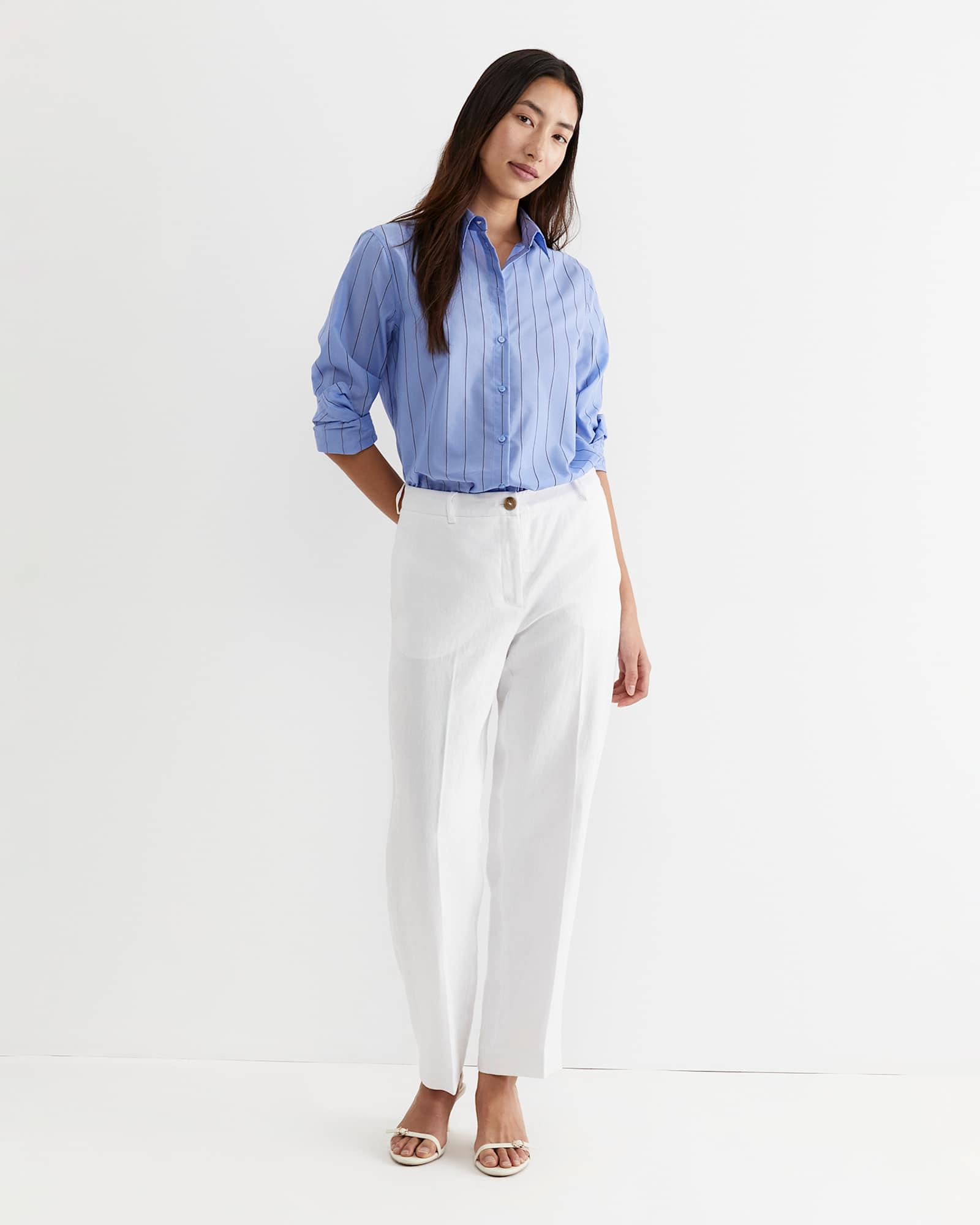 Nora Stripe Long Sleeve Shirt in BLUE MULTI
