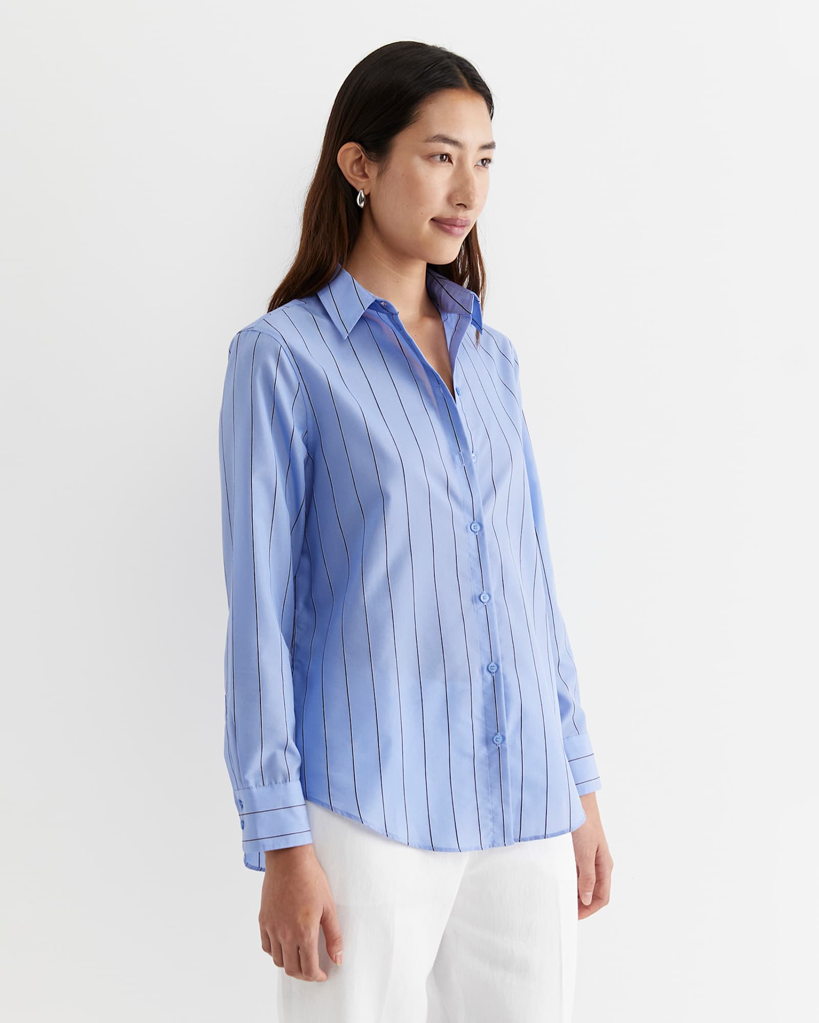 Nora Stripe Long Sleeve Shirt in BLUE MULTI