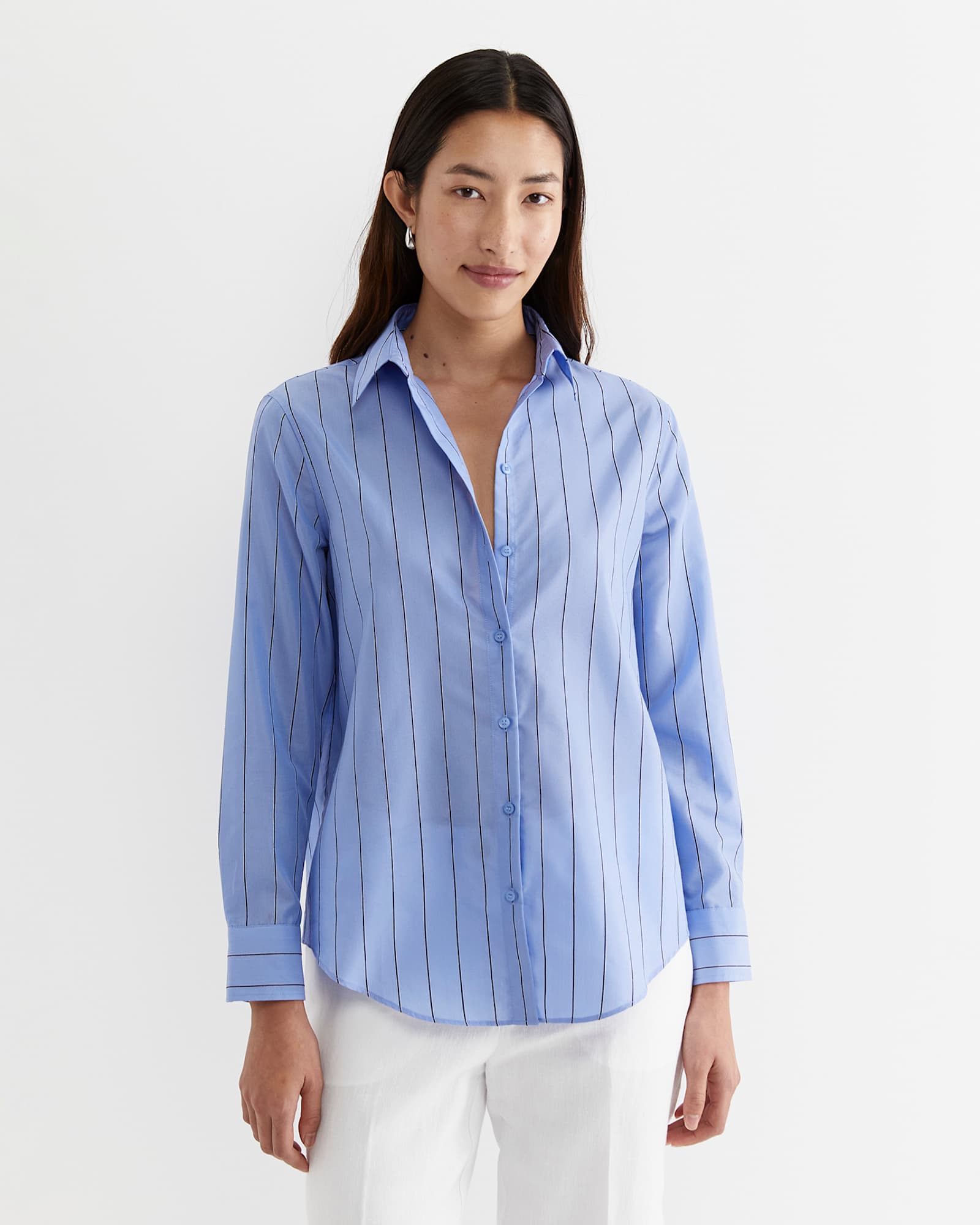 Nora Stripe Long Sleeve Shirt in BLUE MULTI