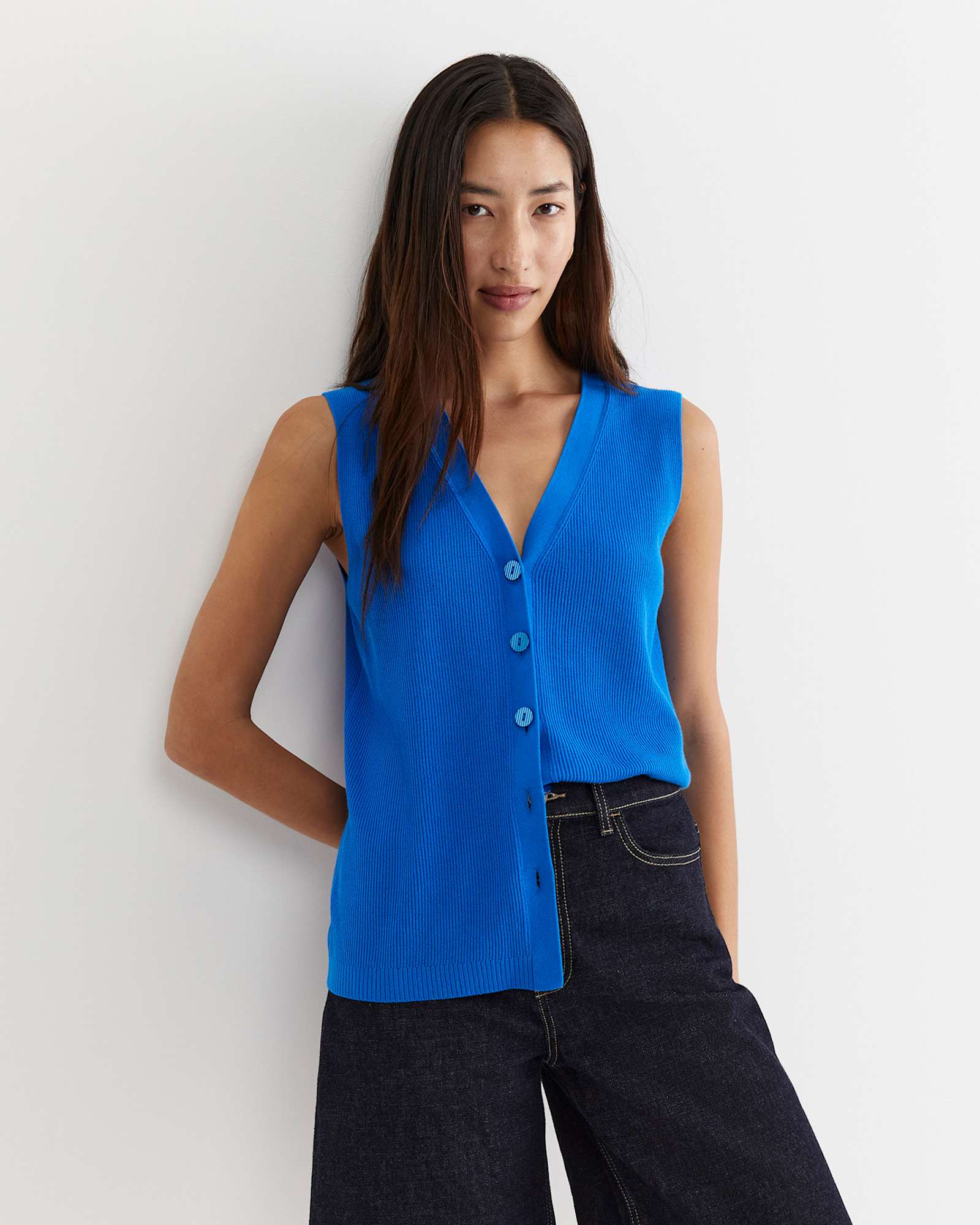 Becky Cotton Vest in PEACOCK