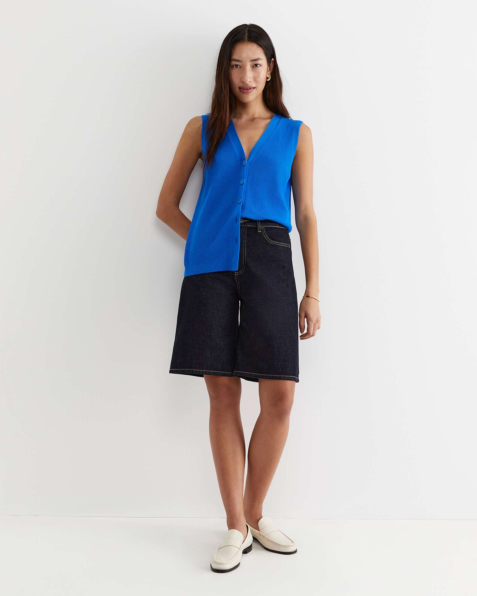 Becky Cotton Vest in PEACOCK