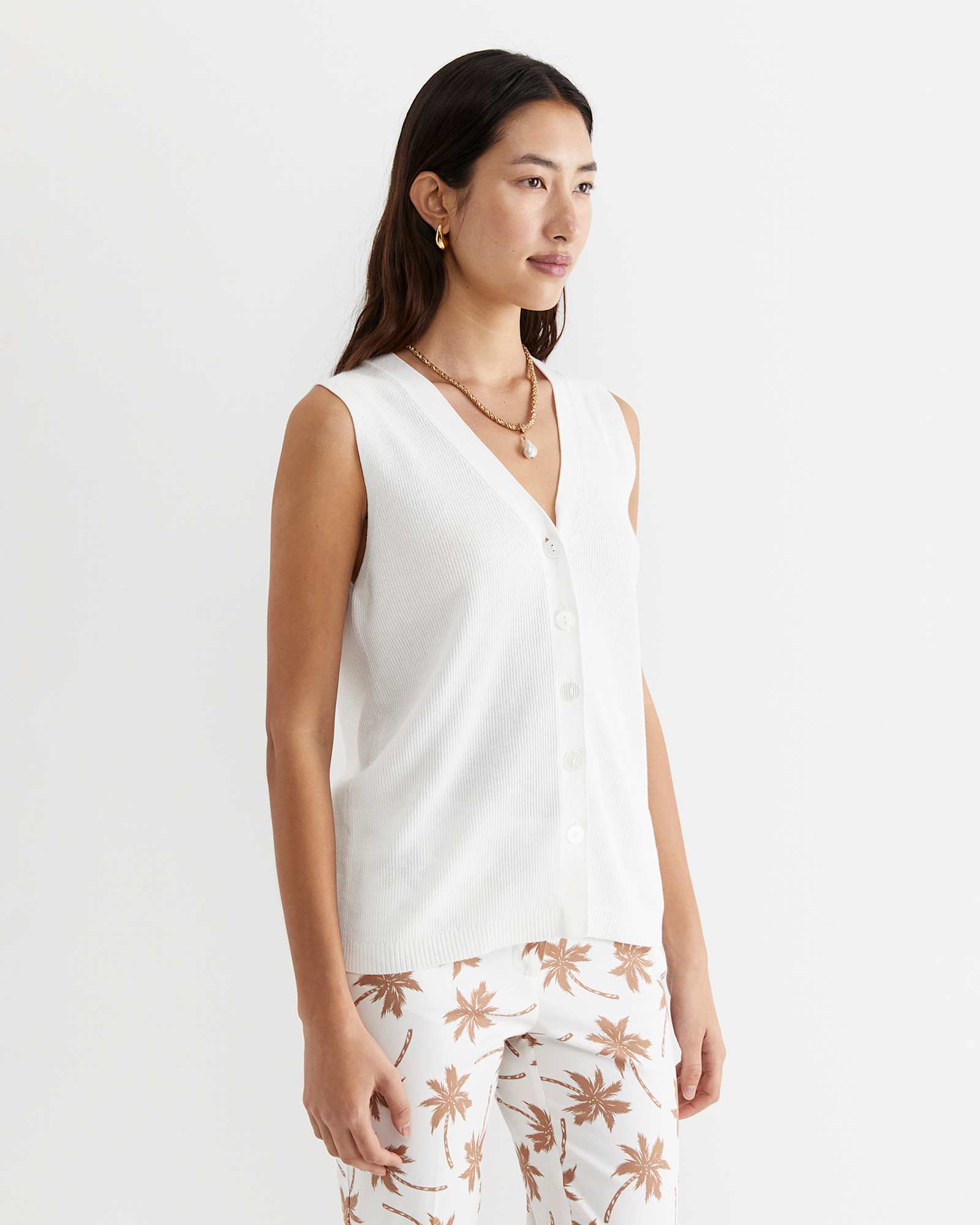 Becky Cotton Vest in WHITE