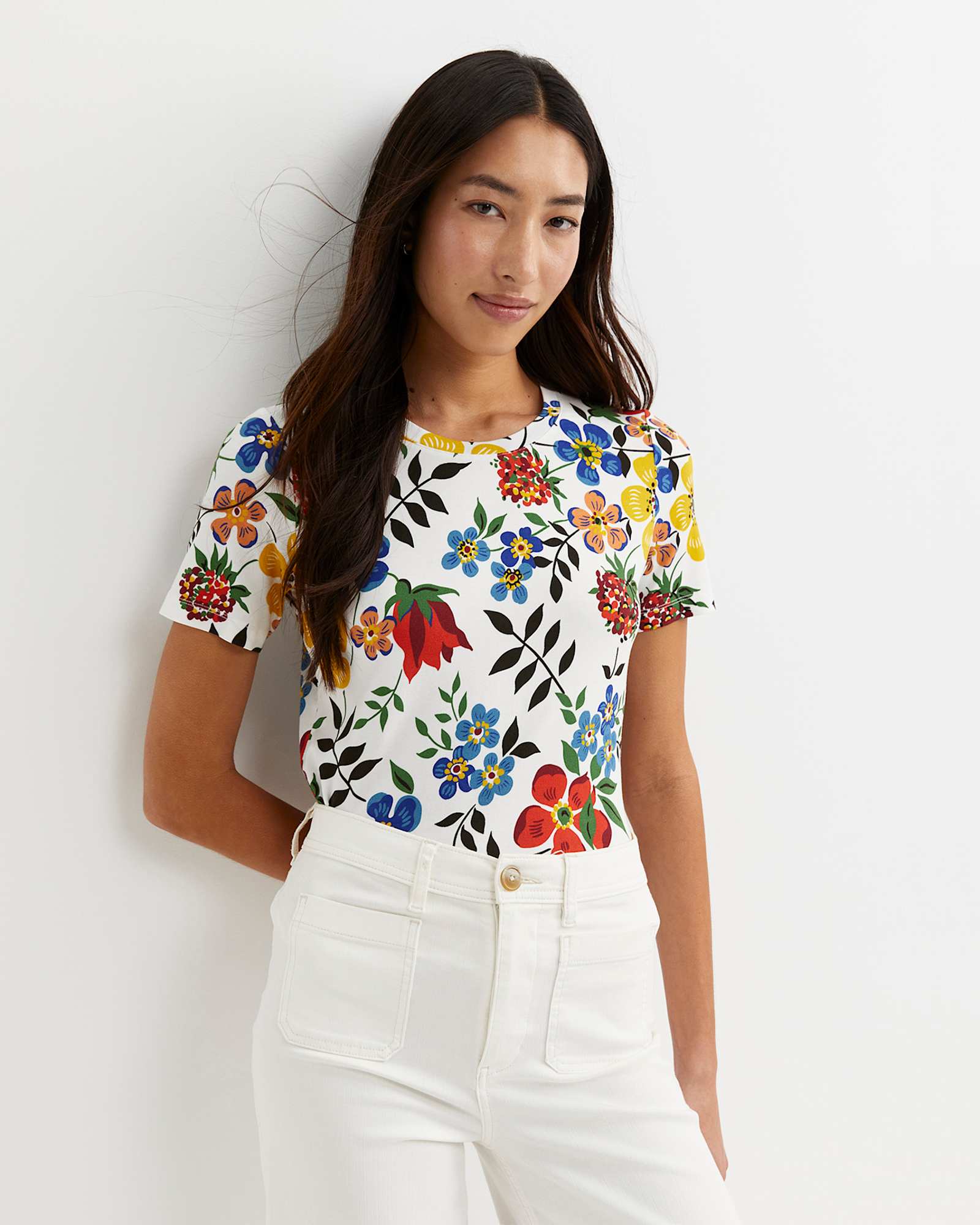 Edenham Short Sleeve Liberty Tee in WHITE/MULTI
