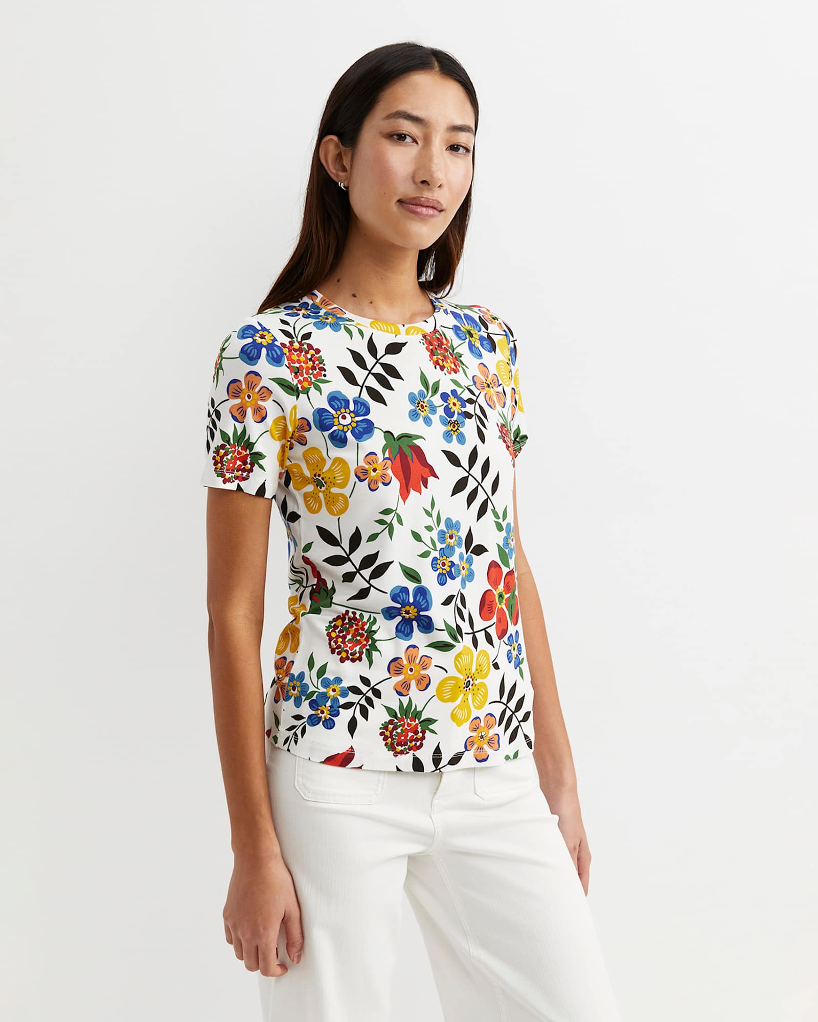 Edenham Short Sleeve Liberty Tee in WHITE/MULTI