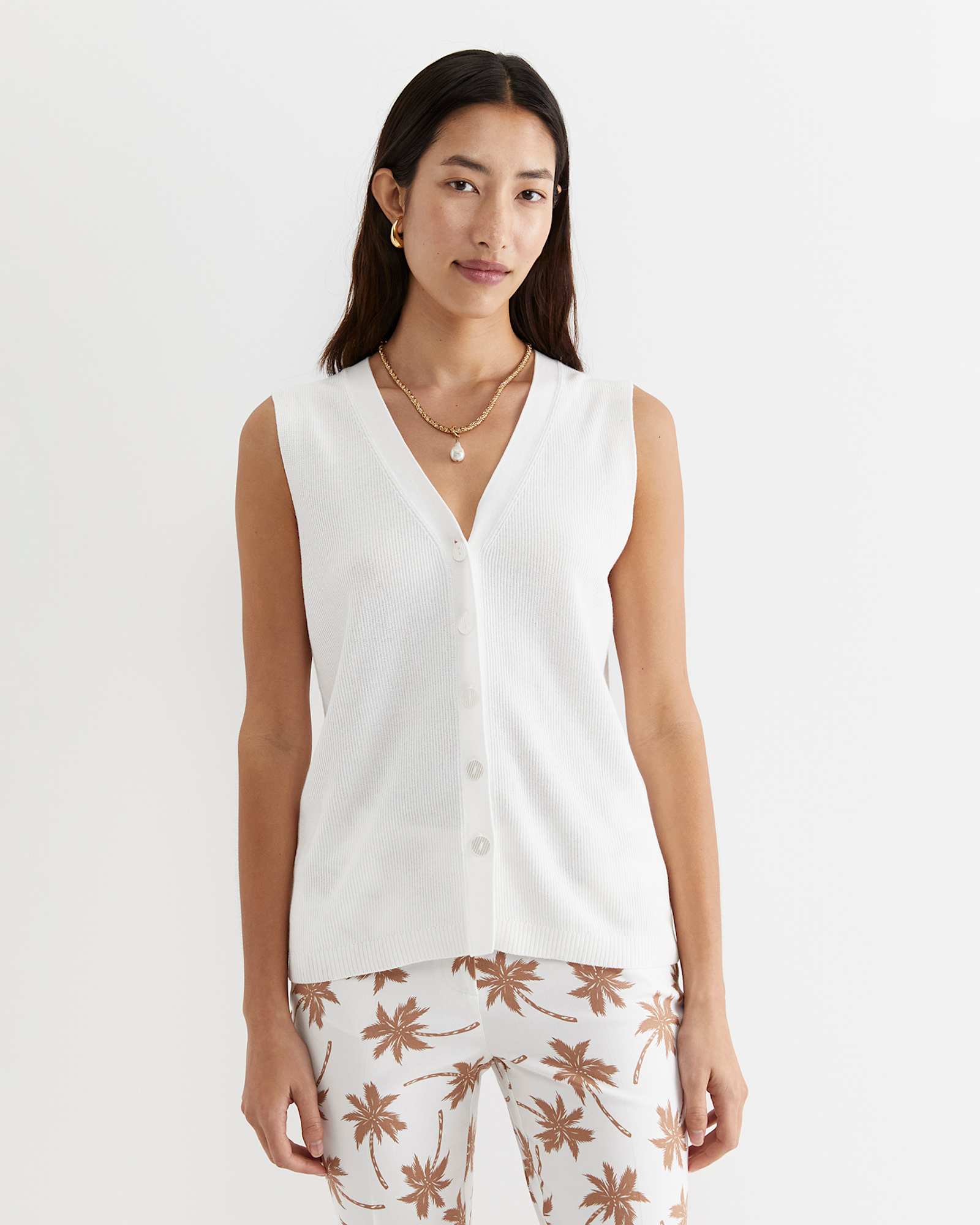 Becky Cotton Vest in WHITE