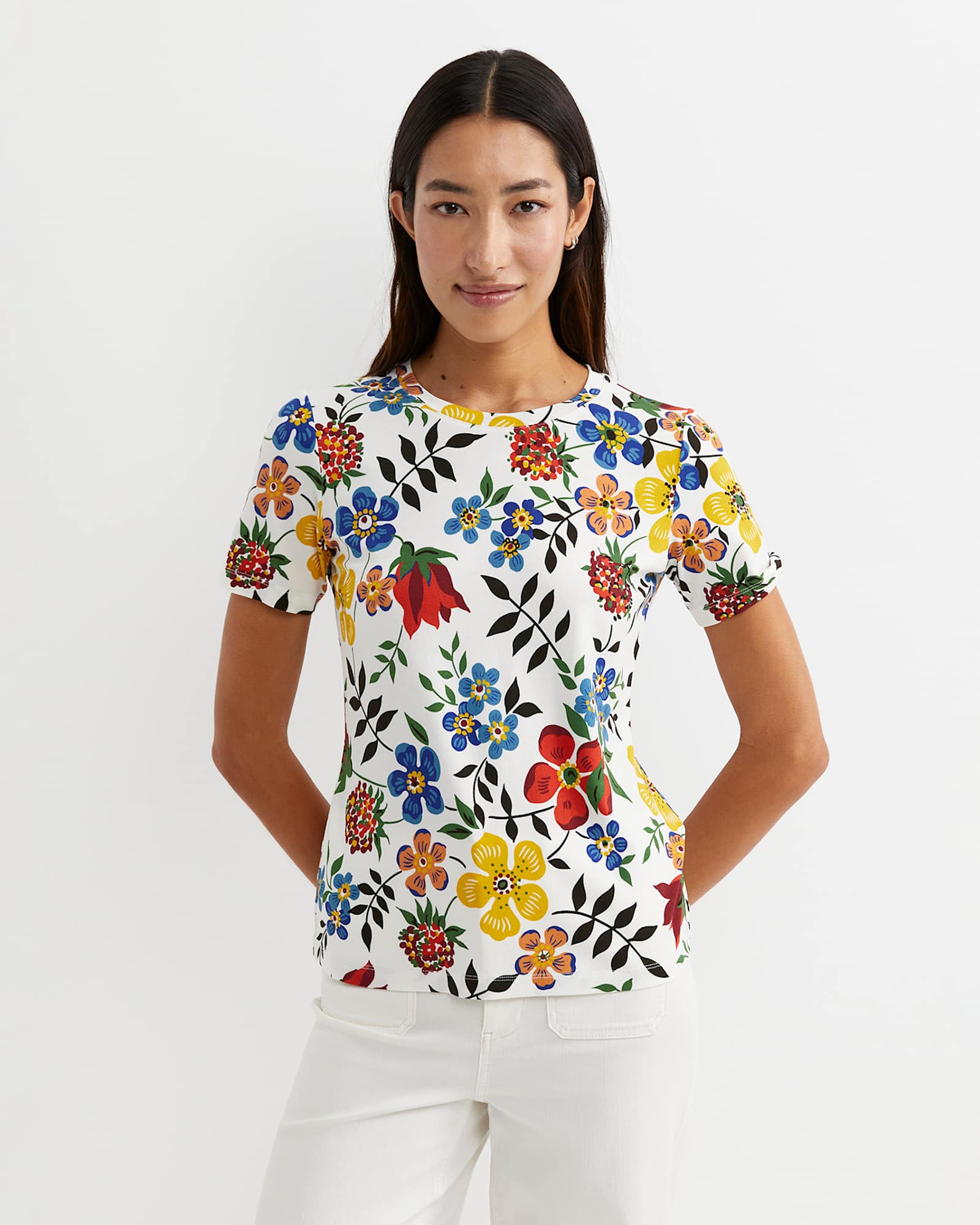 Edenham Short Sleeve Liberty Tee in WHITE/MULTI