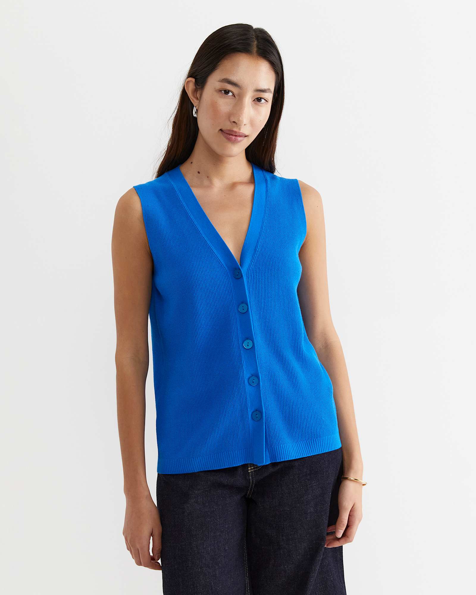 Becky Cotton Vest in PEACOCK