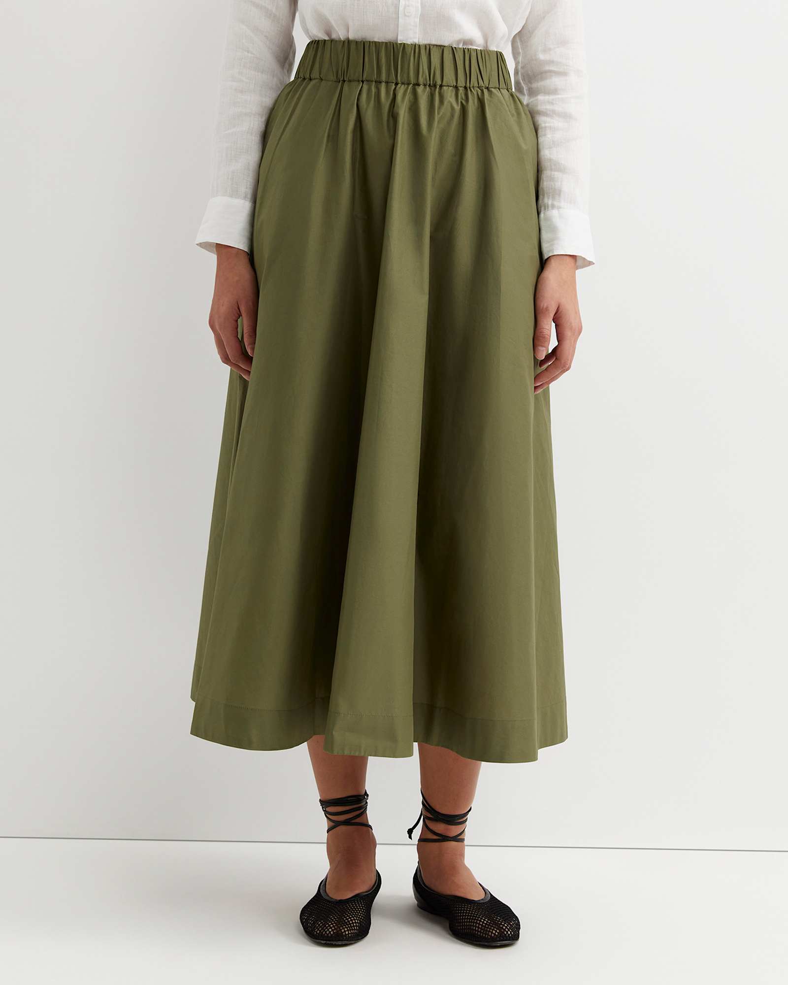 Elina Cotton Maxi Skirt in KHAKI