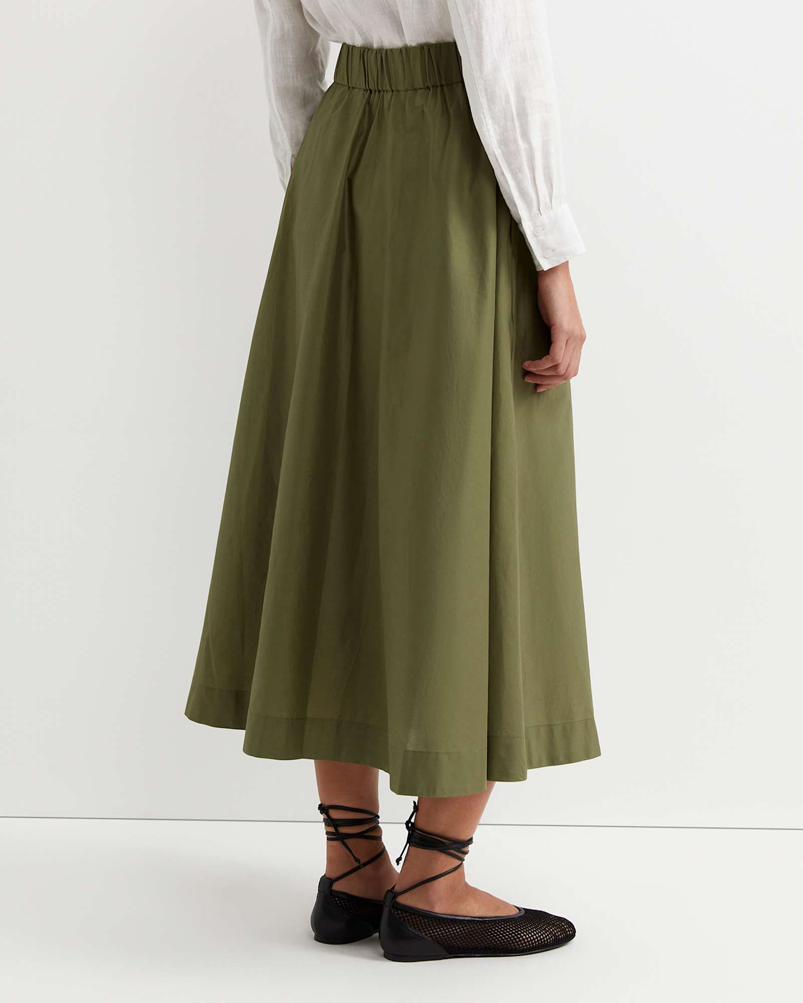 Elina Cotton Maxi Skirt in KHAKI