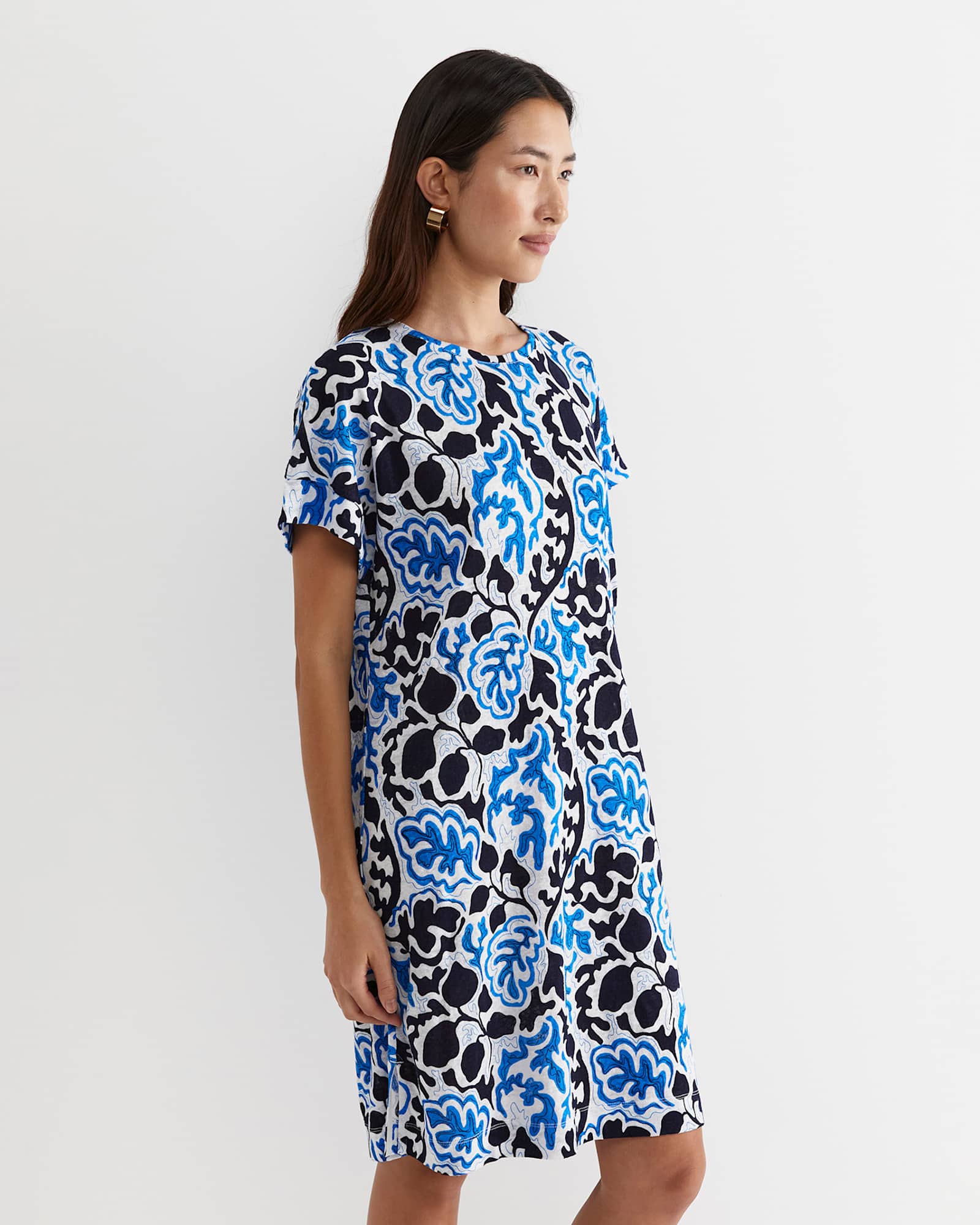 Nur Linen Dress in BLUE MULTI