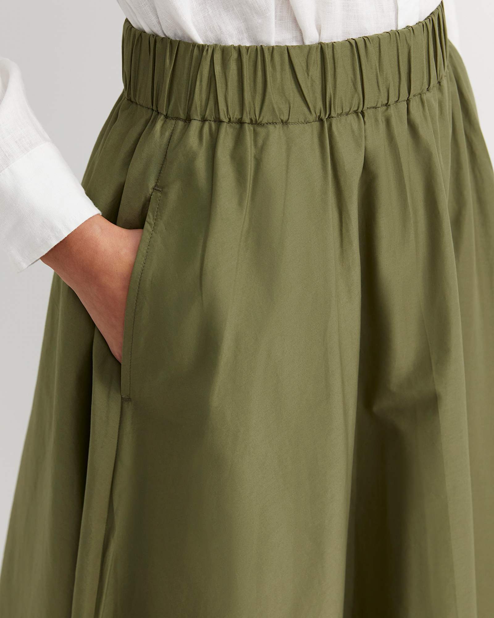 Elina Cotton Maxi Skirt in KHAKI