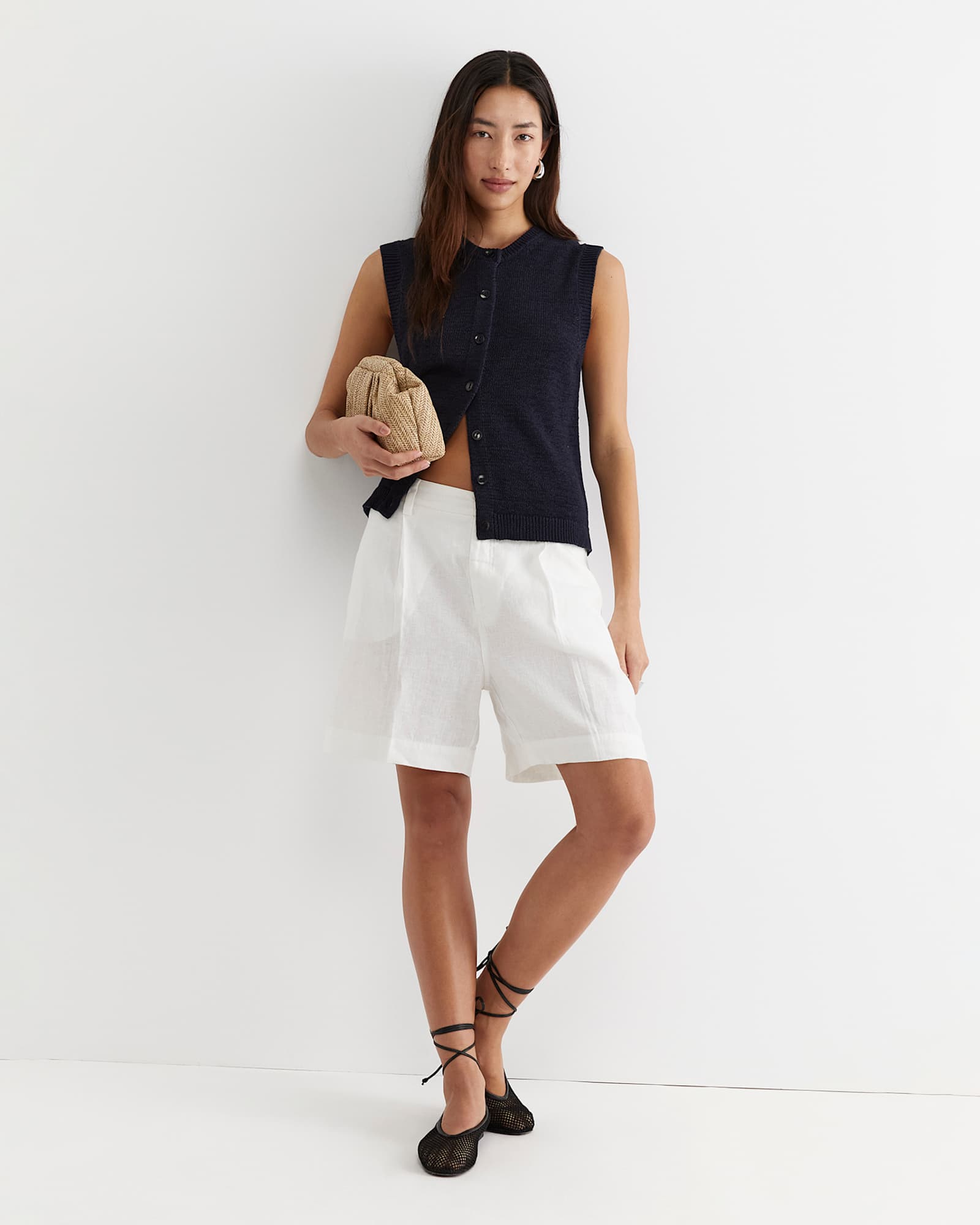 Josie Tape Yarn Vest in NAVY