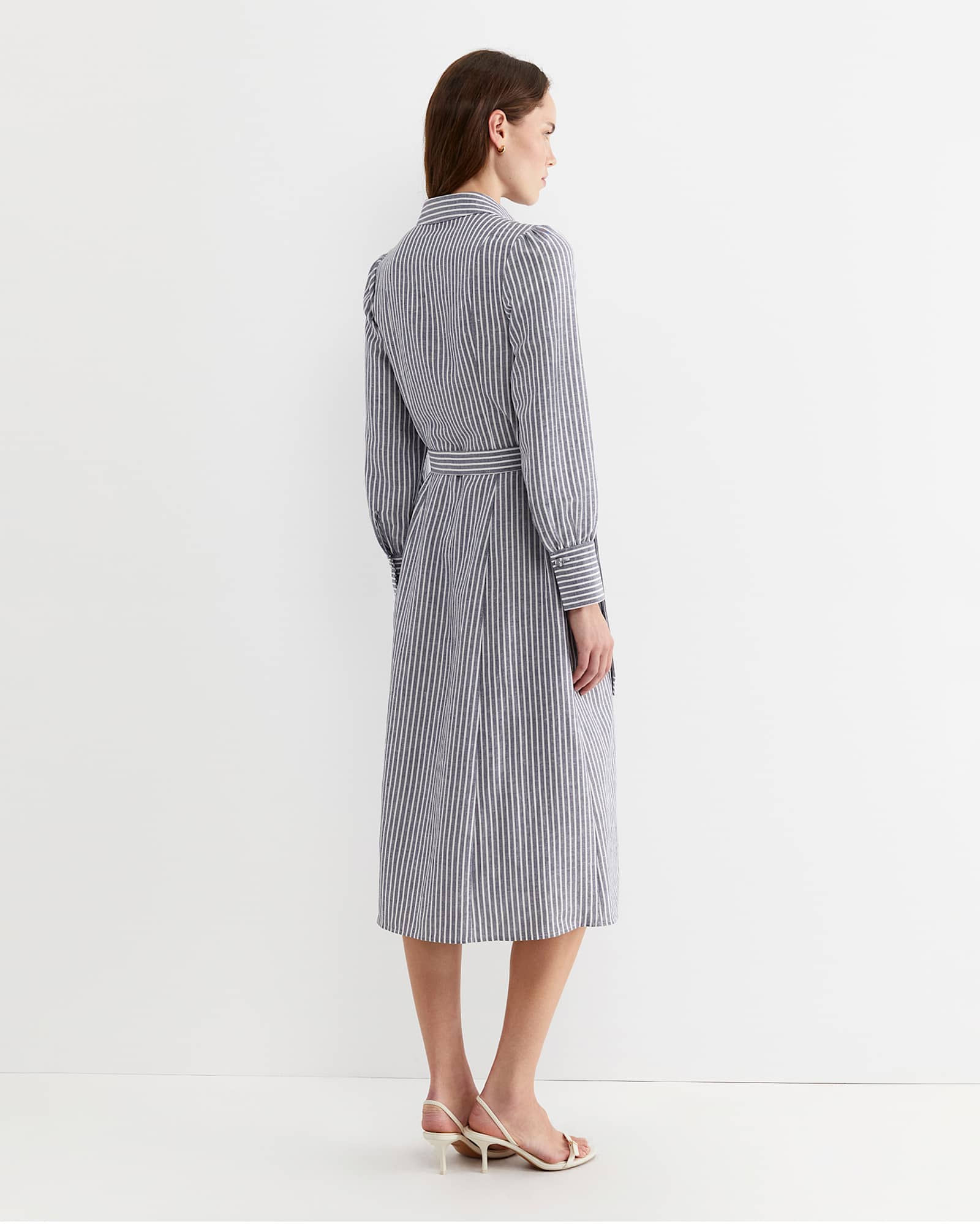 Amelia Stripe Midi Dress in NAVY/WHITE