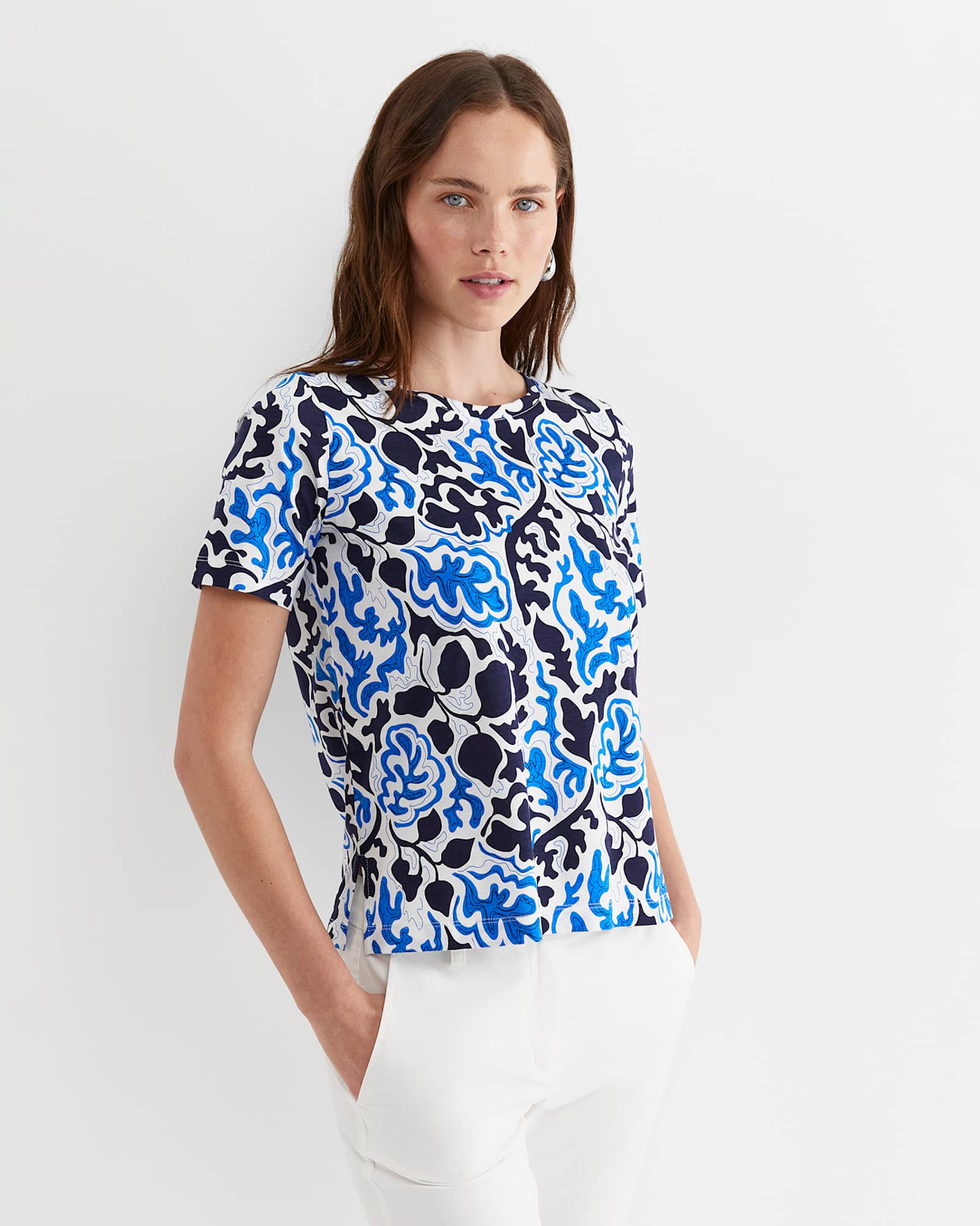 Nur Short Sleeve Mercerised Tee in BLUE MULTI