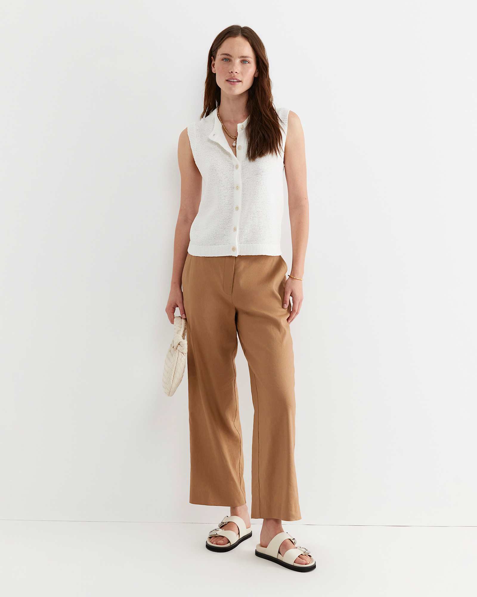 Josie Tape Yarn Vest in WHITE